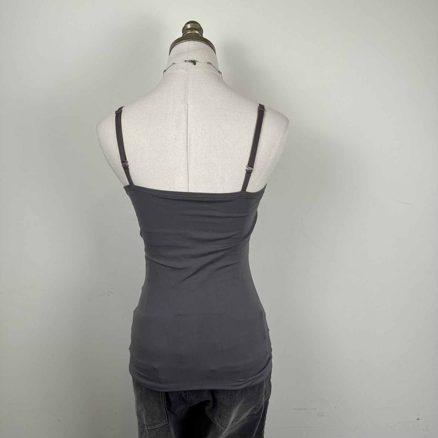 Miel Grey Purple Undertone Fitted Tank Top with Attached Bralette – view 4
