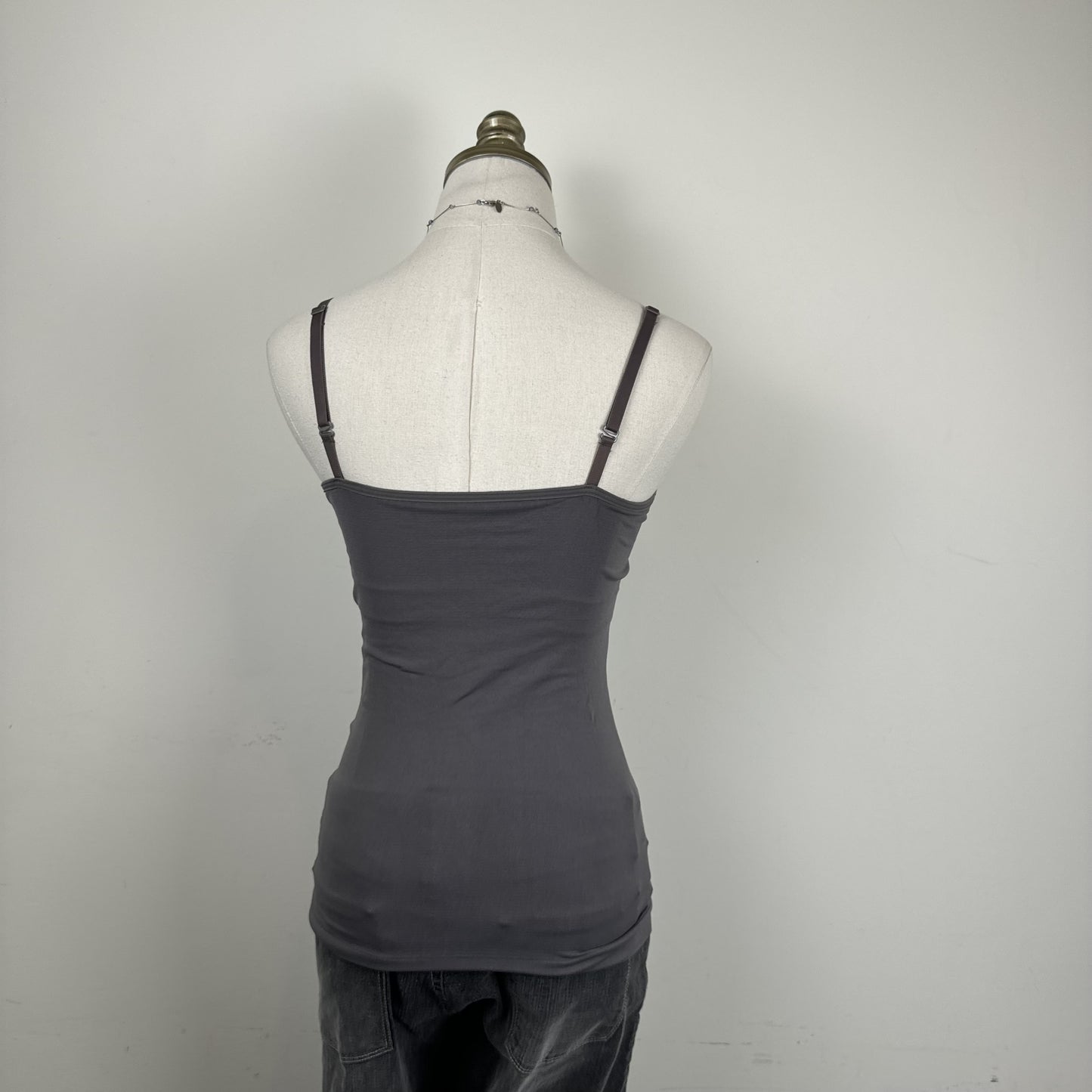 Miel Grey Purple Undertone Fitted Tank Top with Attached Bralette – view 5