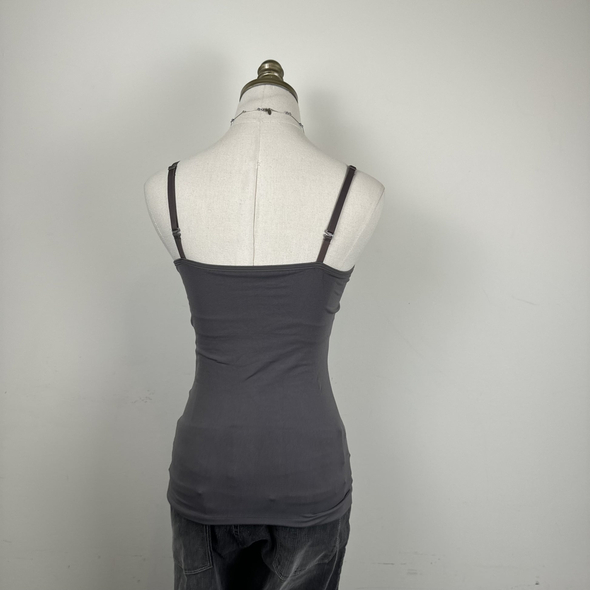 Miel Grey Purple Undertone Fitted Tank Top with Attached Bralette – view 5
