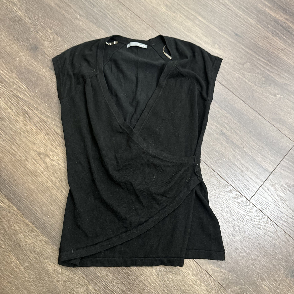 Vintage Smart Set Black Short Sleeve Knit Wrap Top – view 10