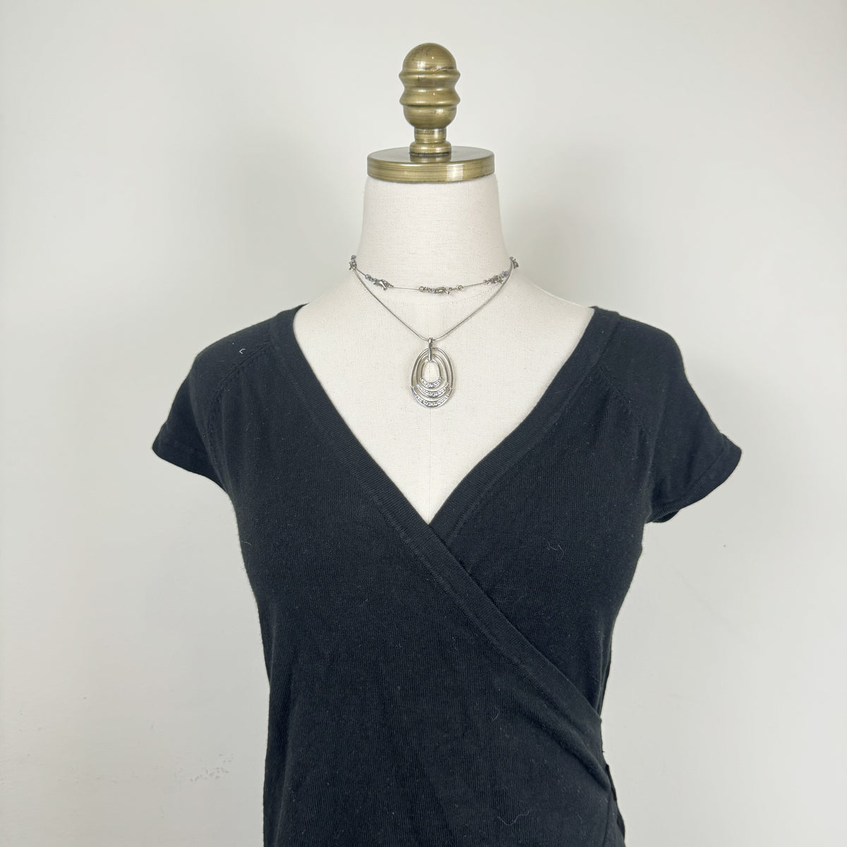 Vintage Smart Set Black Short Sleeve Knit Wrap Top – view 8