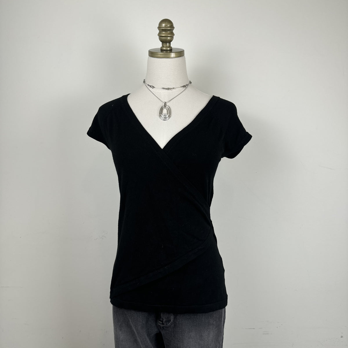 Vintage Smart Set Black Short Sleeve Knit Wrap Top – view 4