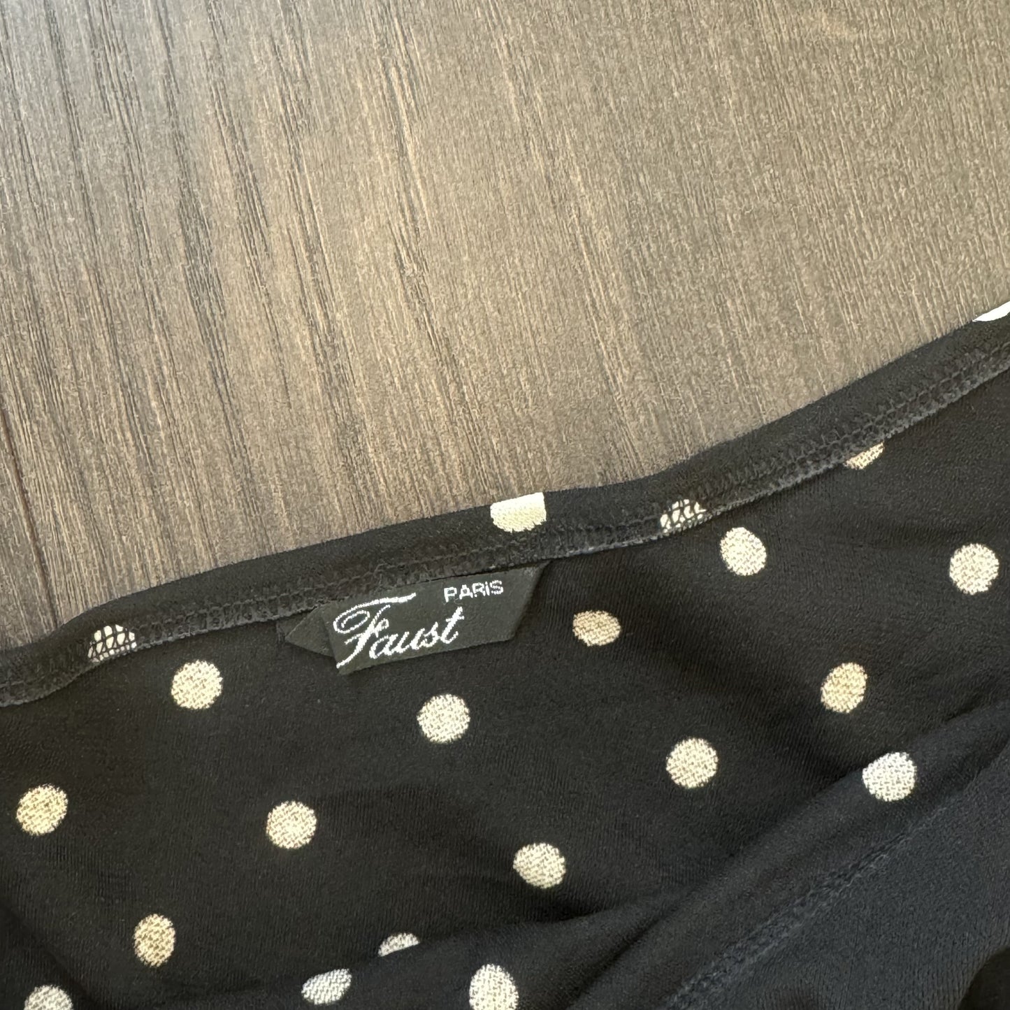 Vintage  Black Polka Dot Asymmetric Off Shoulder Top – view 7