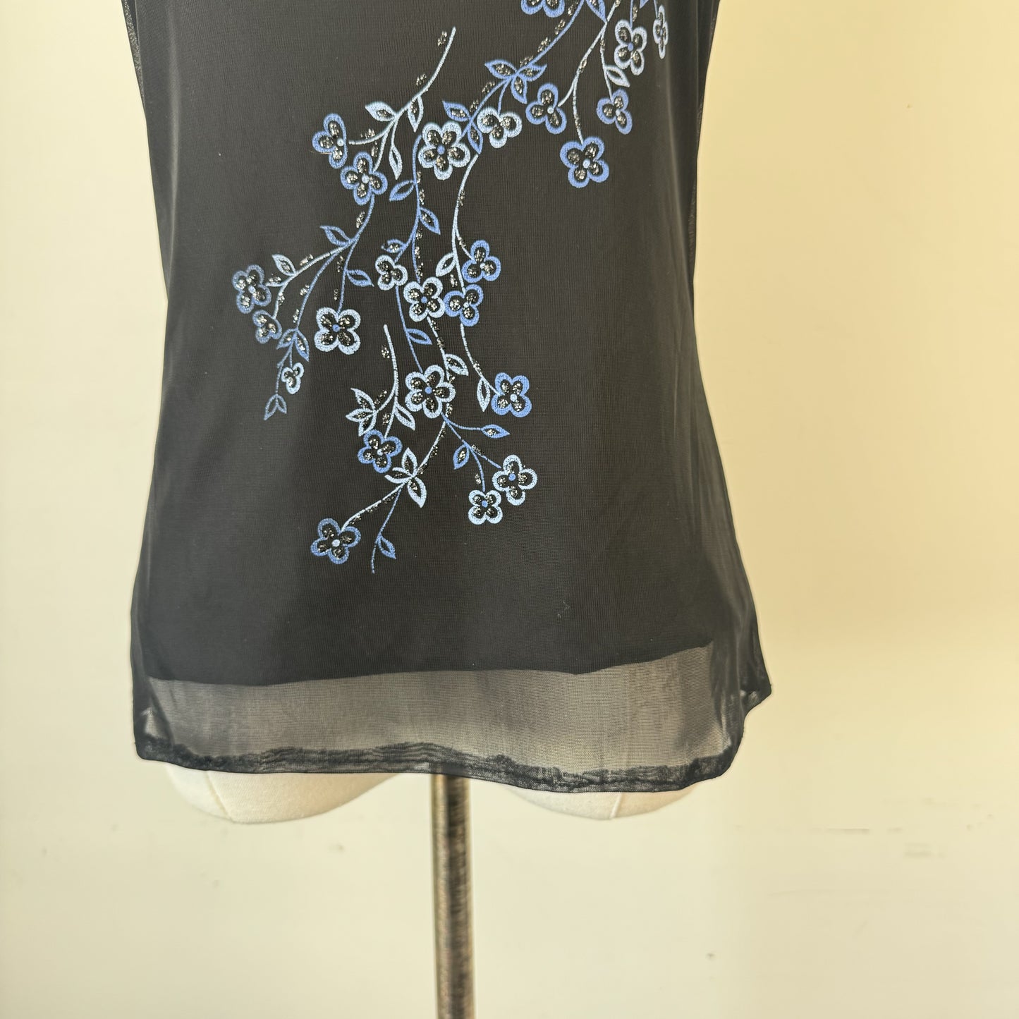 90s Mesh Overlay Sleeveless Floral Top – view 3