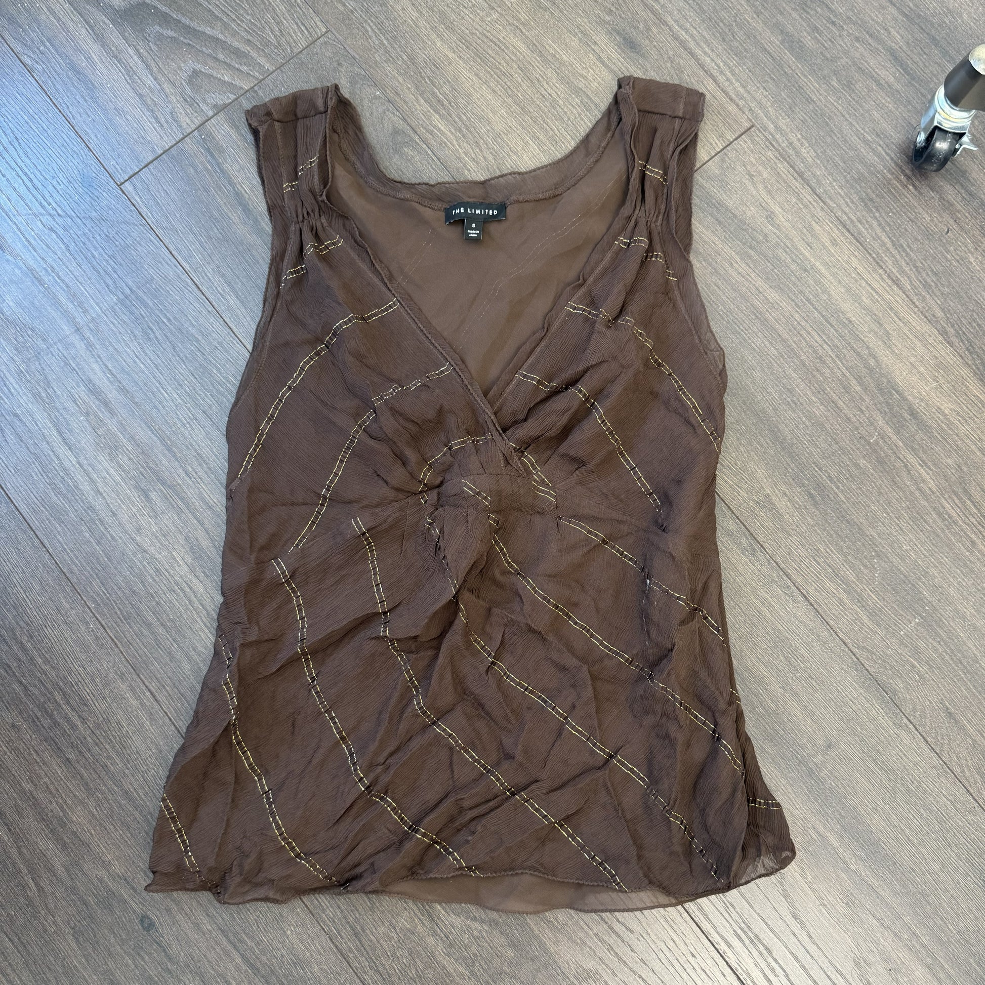 100% Silk Chiffon Mesh Overlay Babydoll Top – view 9