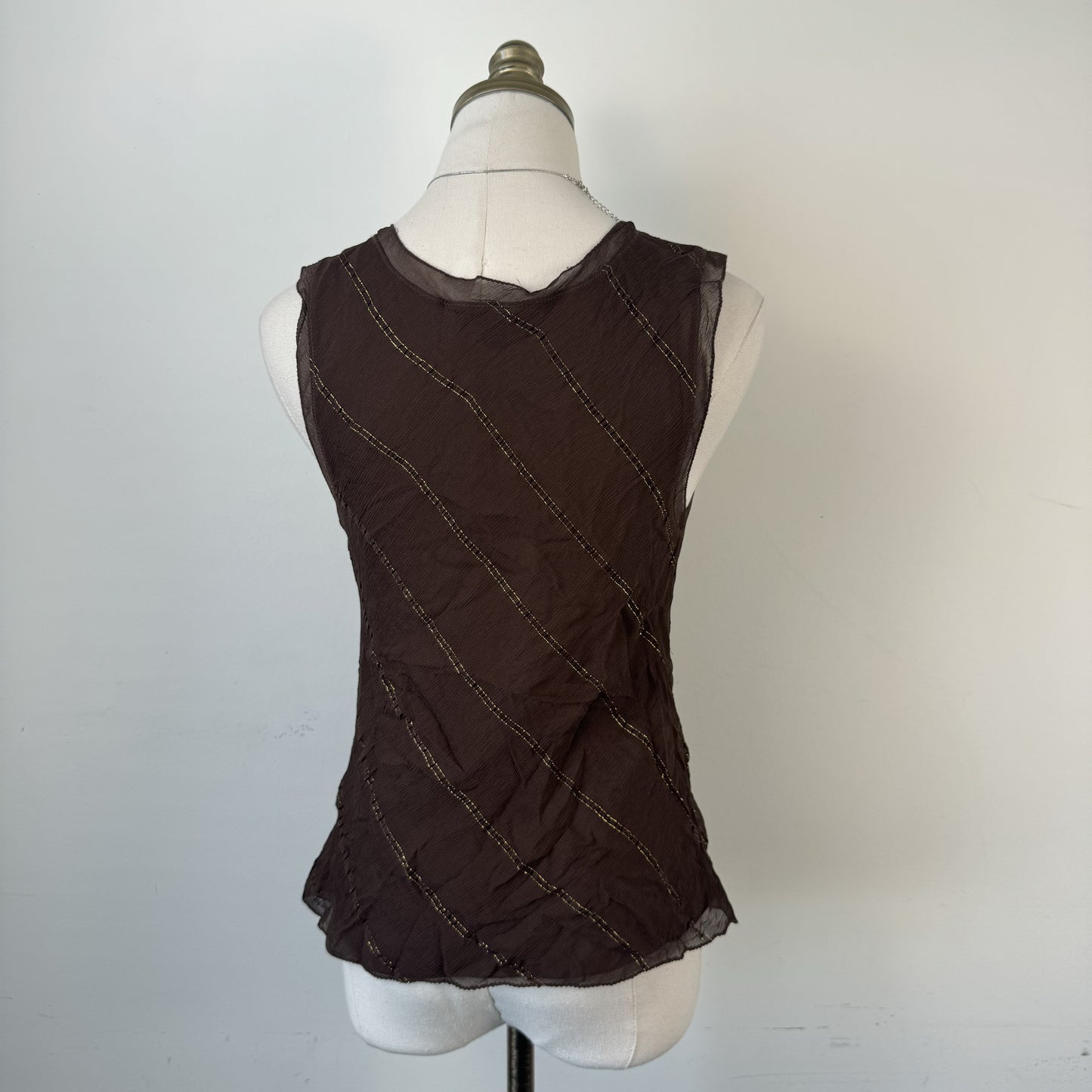 100% Silk Chiffon Mesh Overlay Babydoll Top – view 5