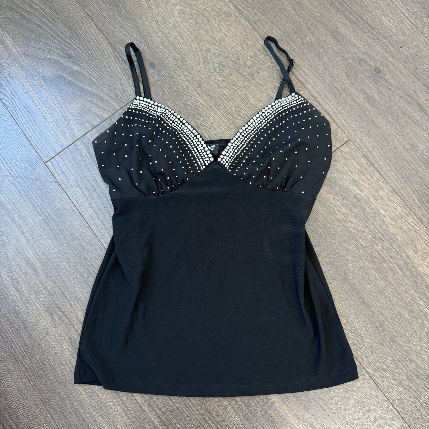 Black Rhinestone Babydoll Cami Top – view 6