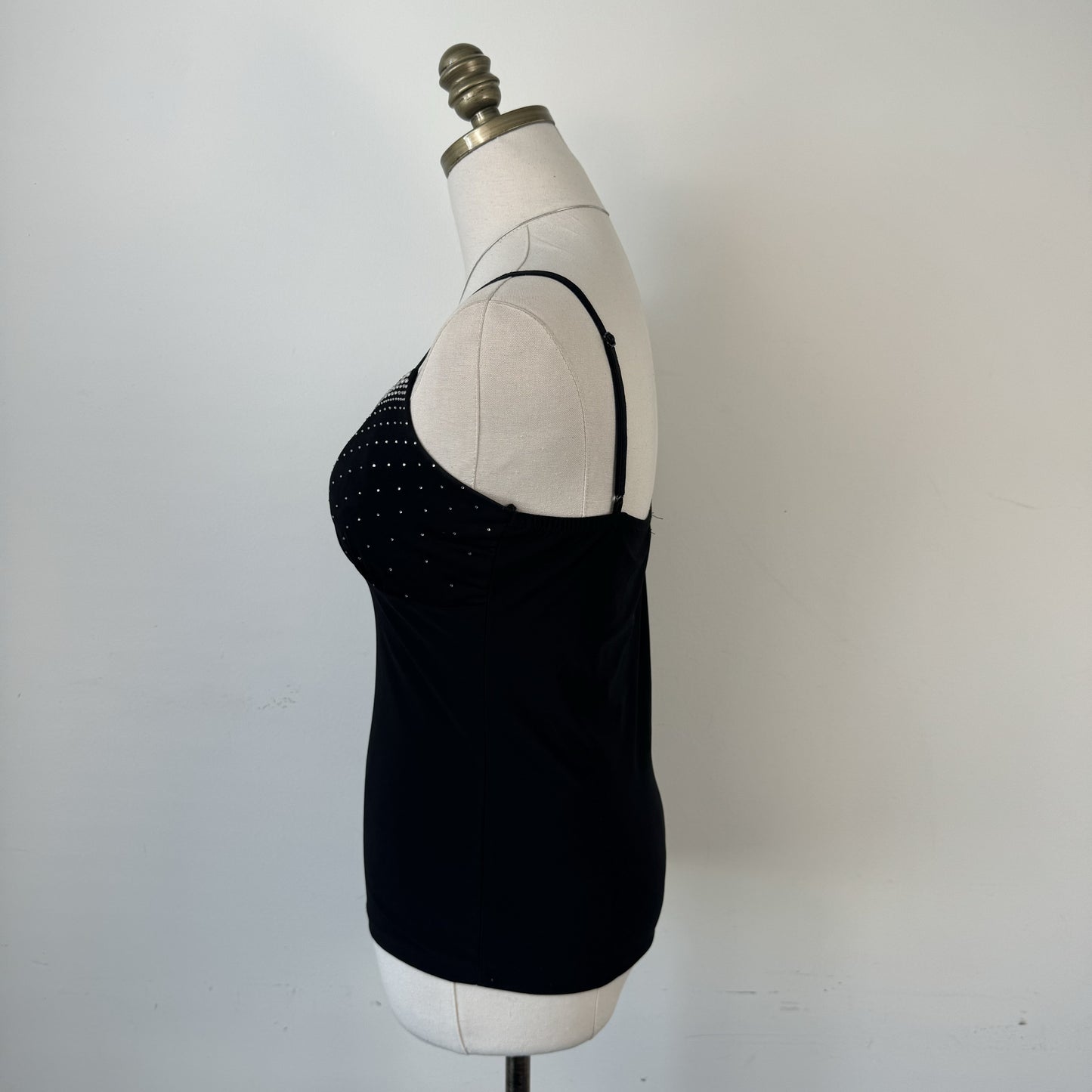 Black Rhinestone Babydoll Cami Top – view 3