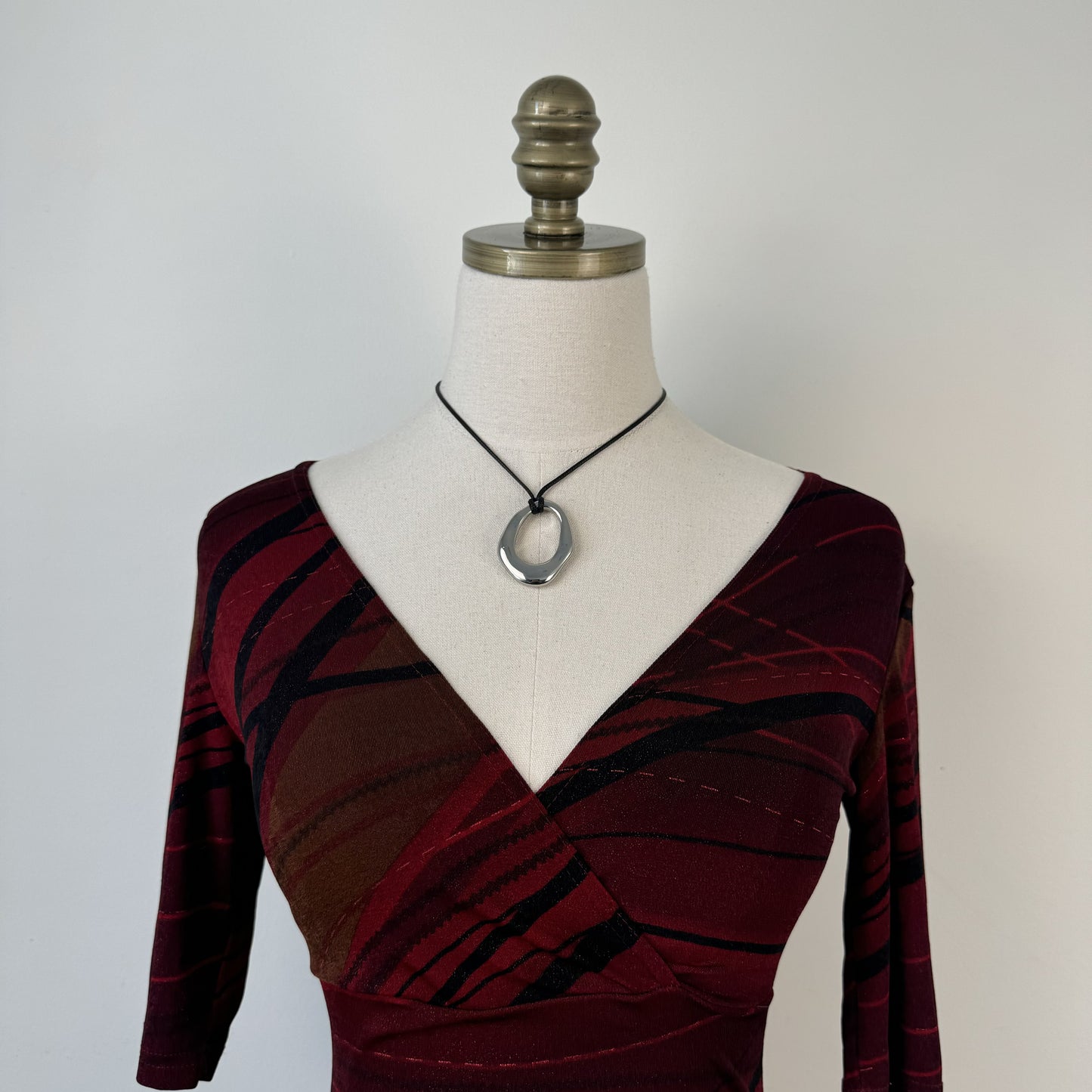 Vintage Dark Red Fitted Wrap Bust Top – view 8