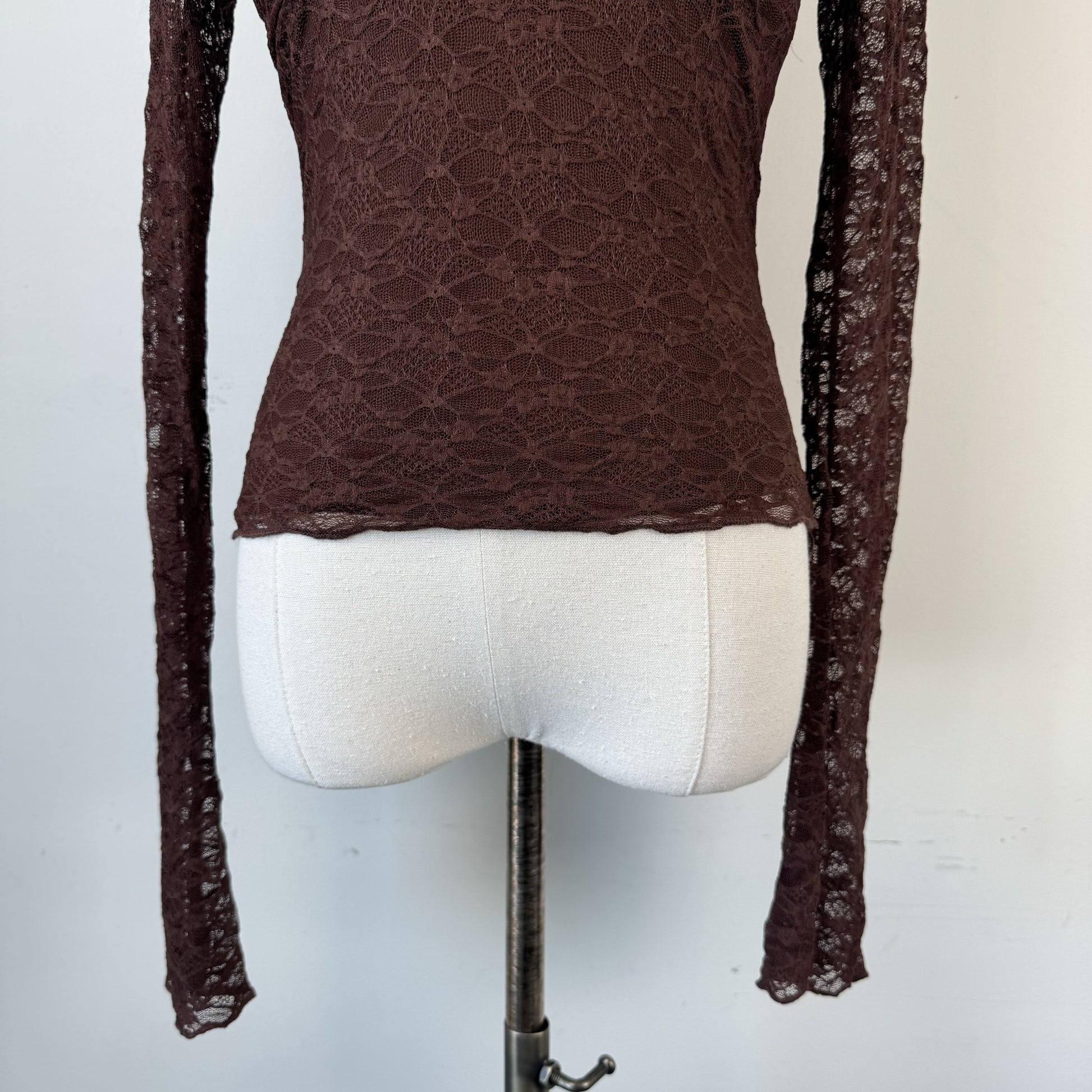 Y2K Brown Lace Bell Sleeve Babydoll Top – view 4