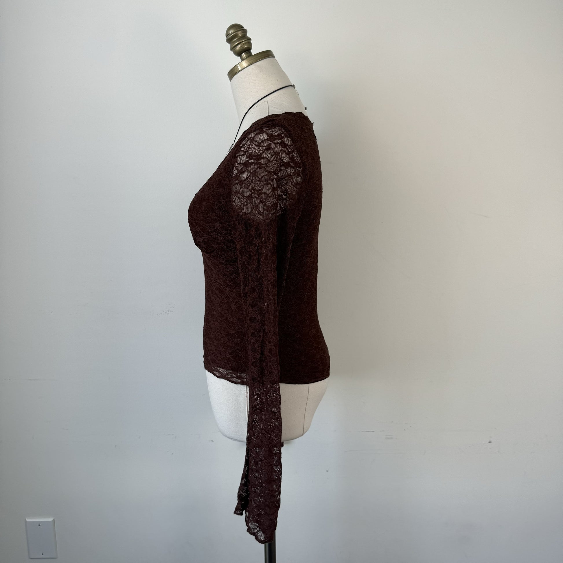 Y2K Brown Lace Bell Sleeve Babydoll Top – view 5