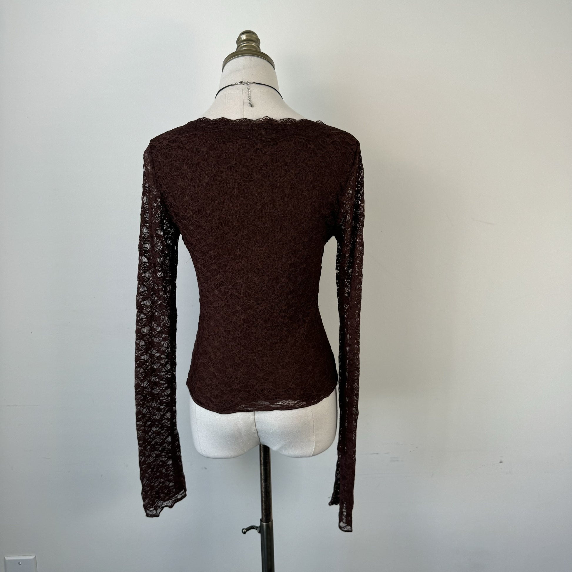 Y2K Brown Lace Bell Sleeve Babydoll Top – view 6