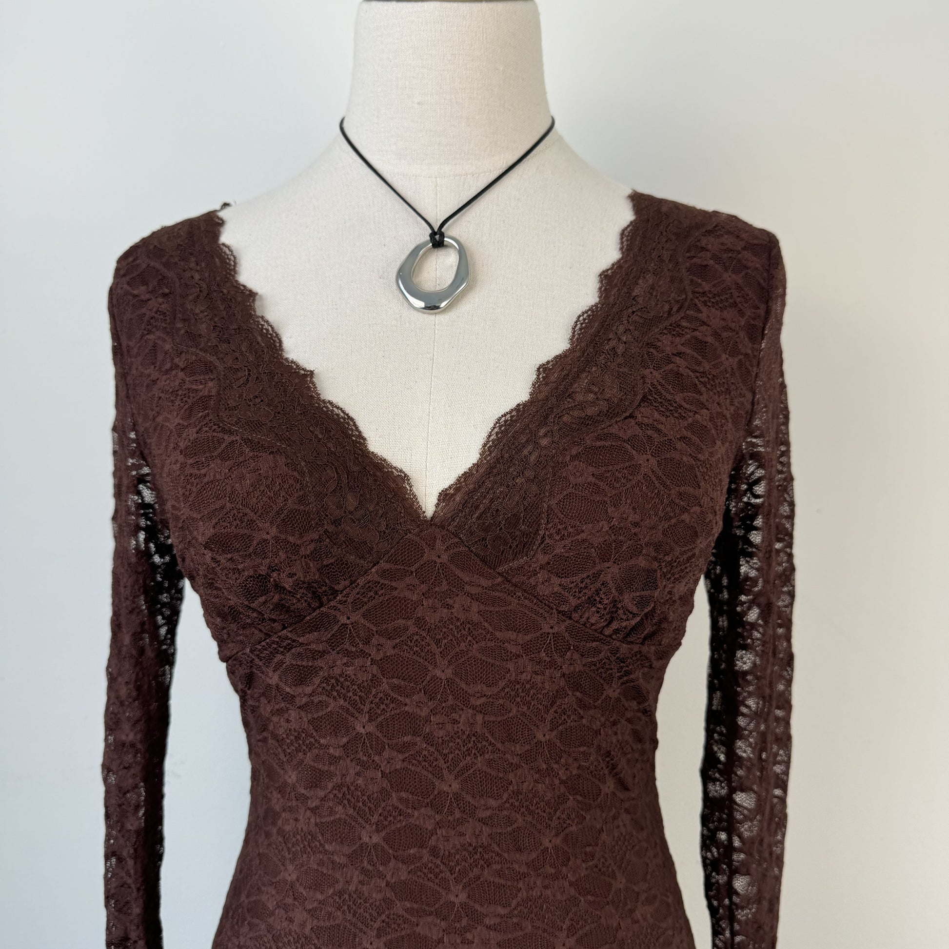 Y2K Brown Lace Bell Sleeve Babydoll Top – view 8