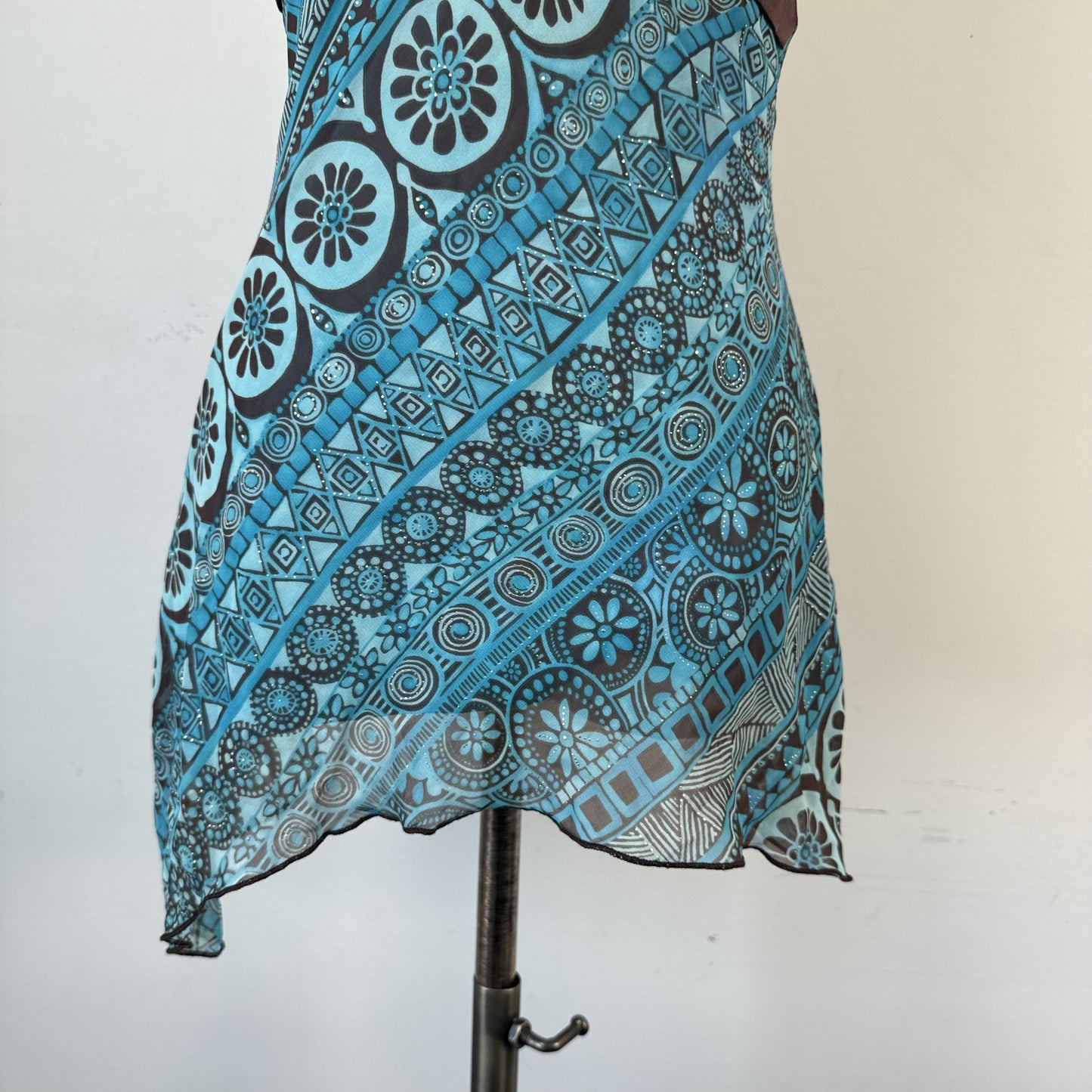 Vintage Chiffon  Babydoll Cami Top with Asymmetric Hem – view 3
