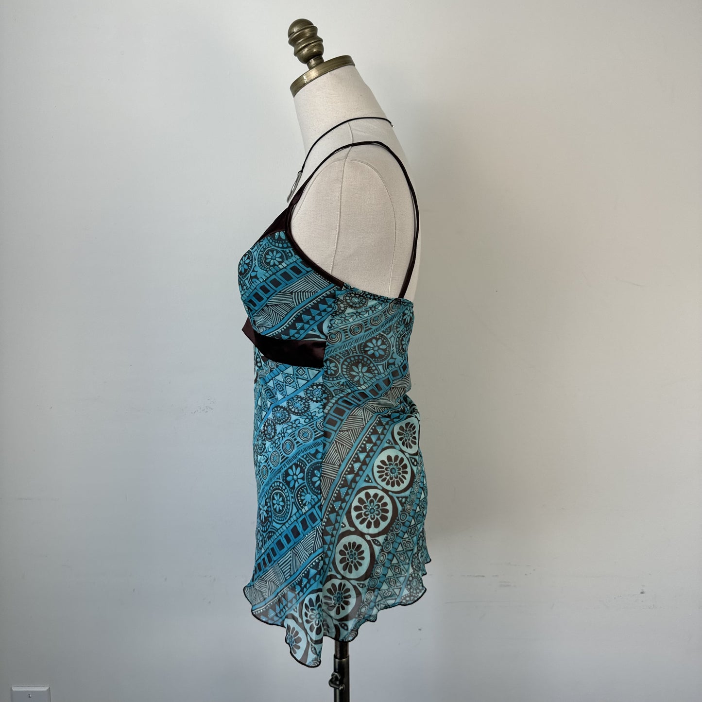 Vintage Chiffon  Babydoll Cami Top with Asymmetric Hem – view 4