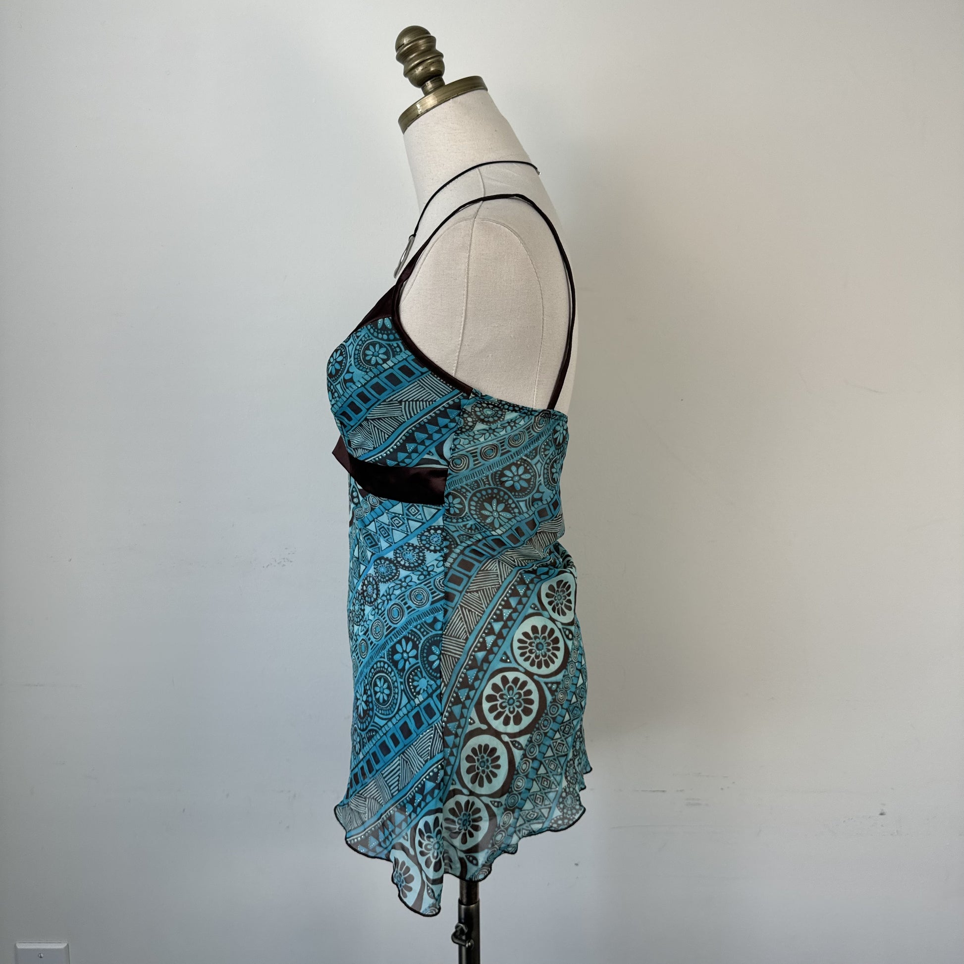 Vintage Chiffon  Babydoll Cami Top with Asymmetric Hem – view 4