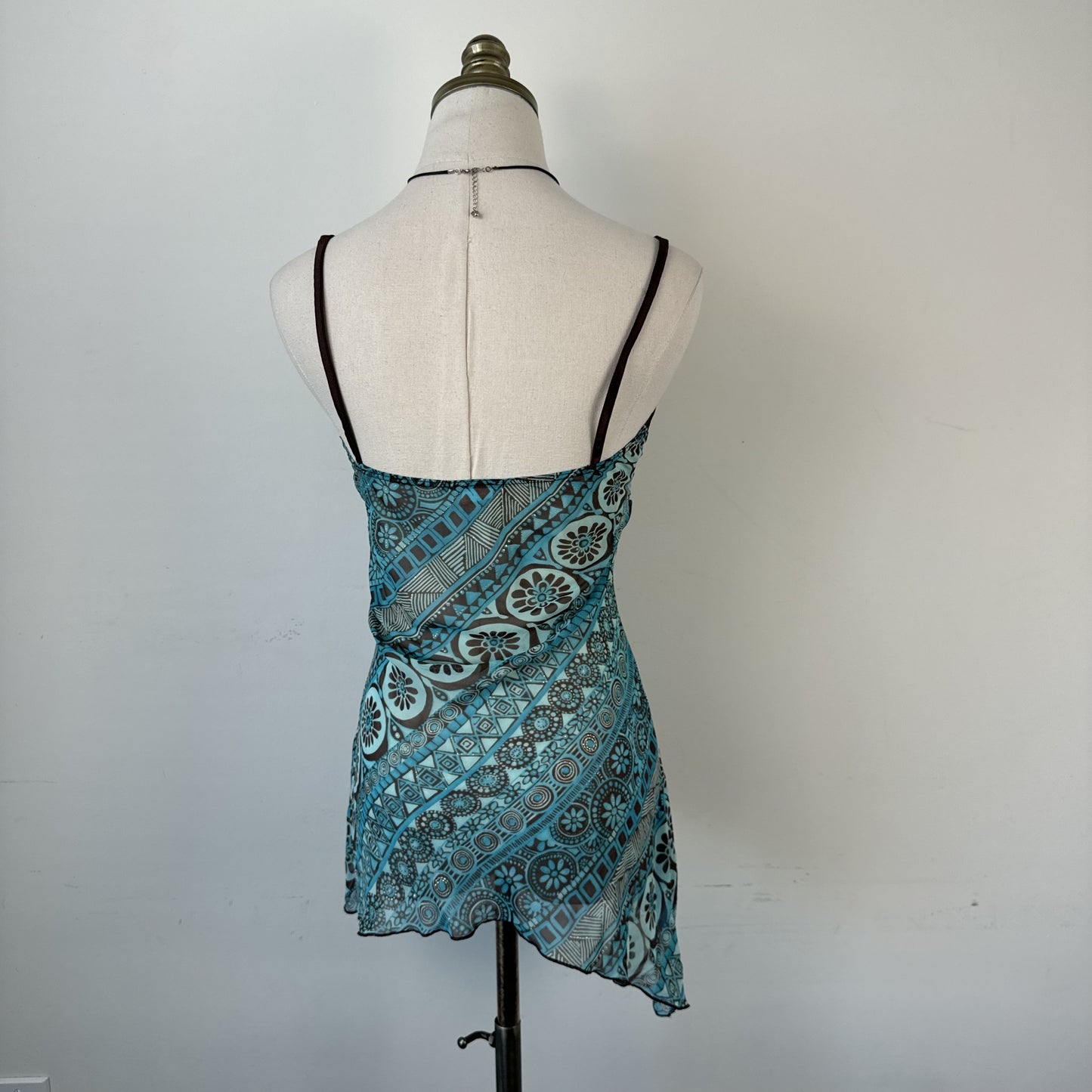 Vintage Chiffon  Babydoll Cami Top with Asymmetric Hem – view 5