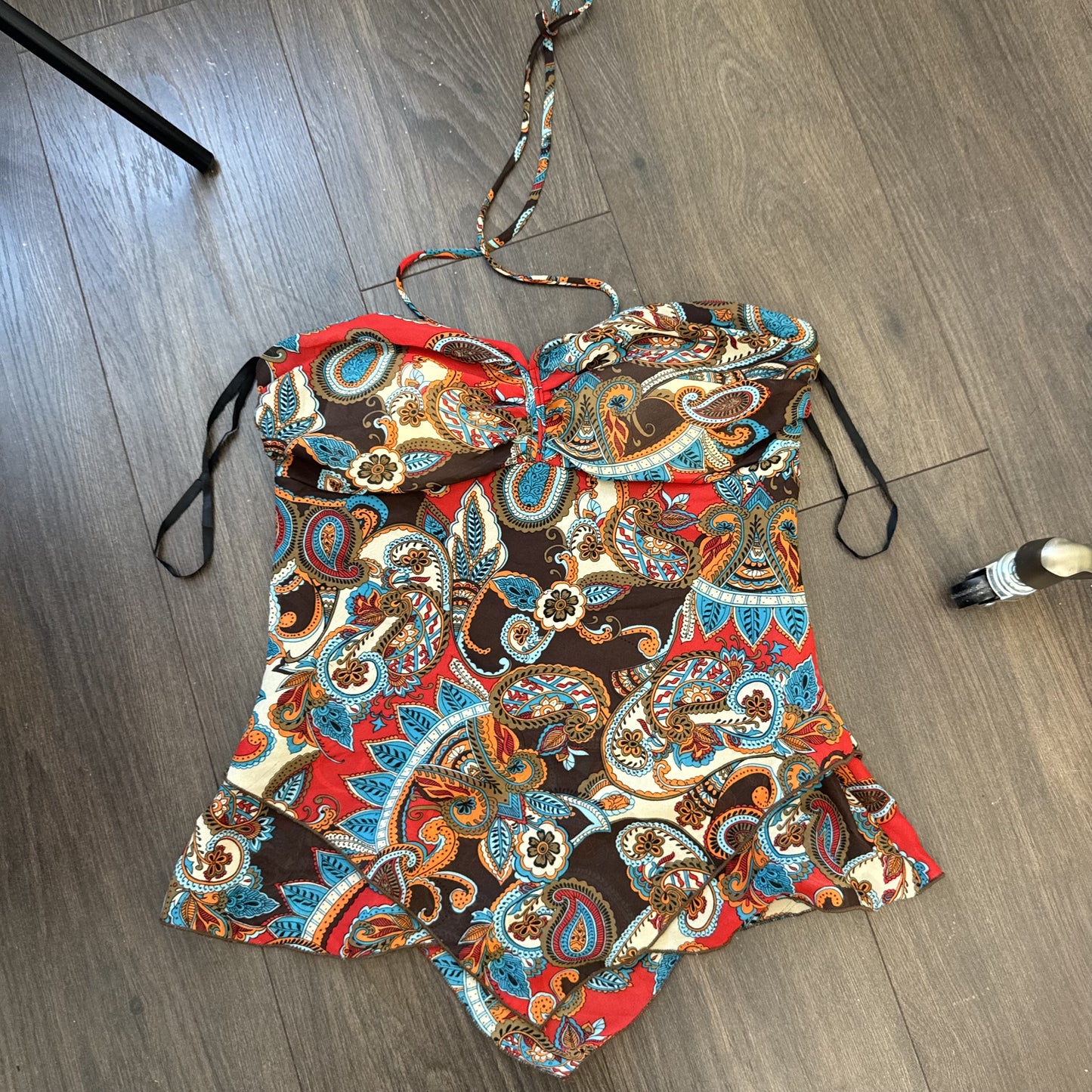 Vintage Red Brown Paisley Halter Top – view 7