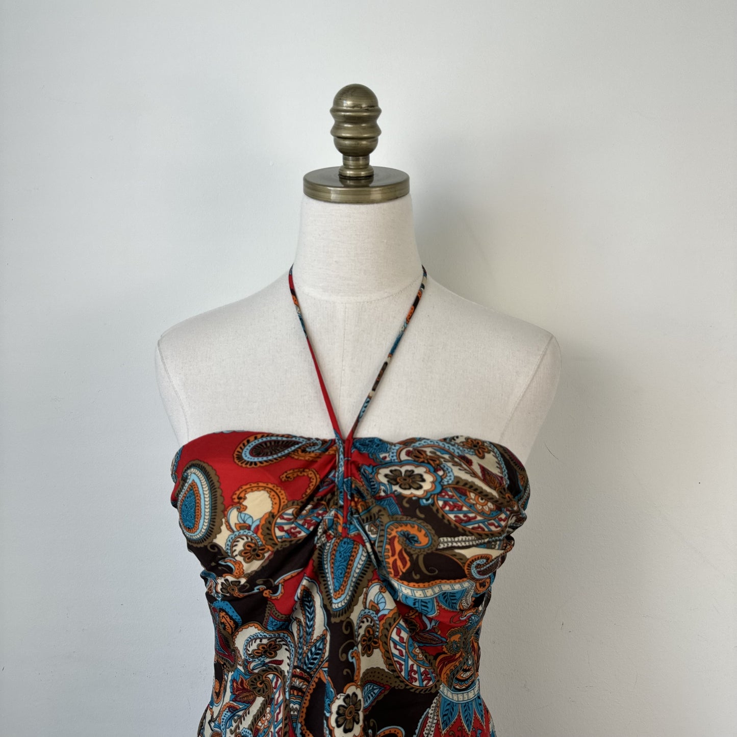 Vintage Red Brown Paisley Halter Top – view 2