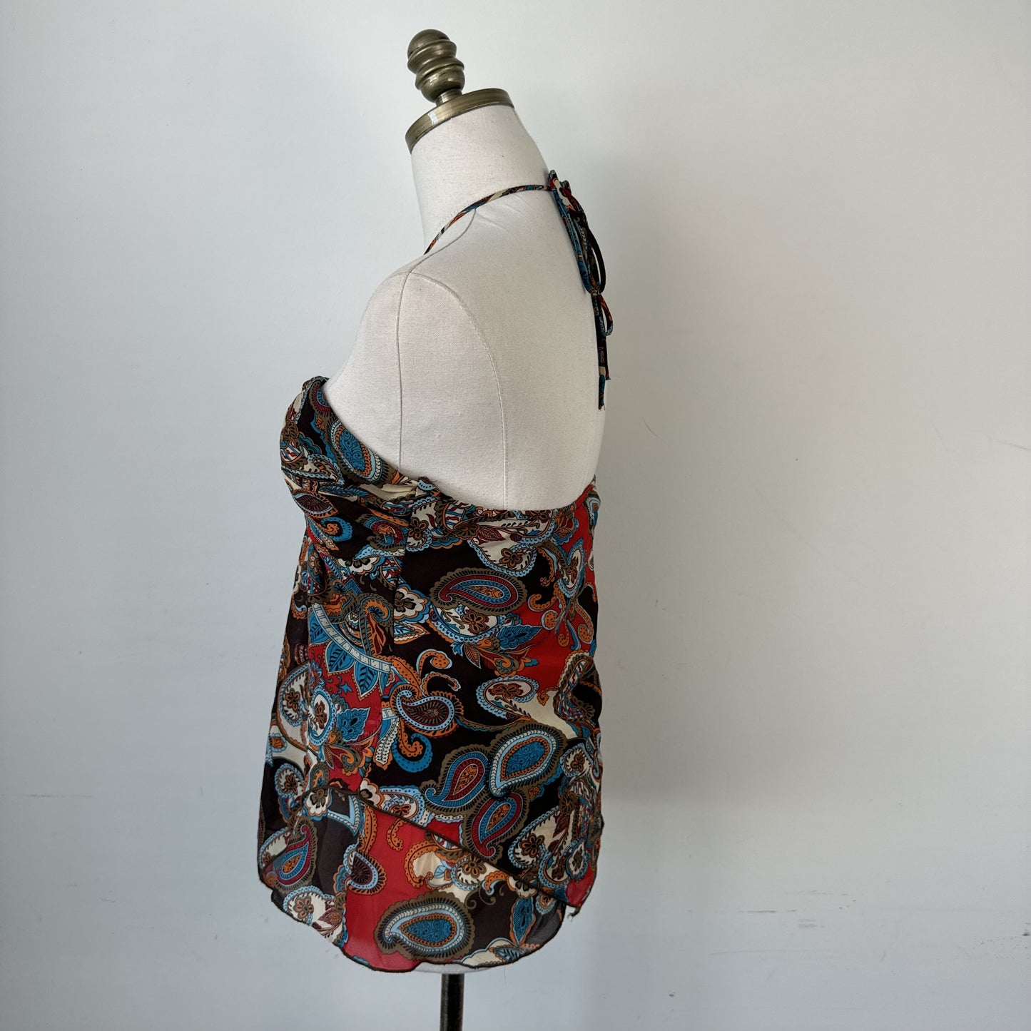 Vintage Red Brown Paisley Halter Top – view 4