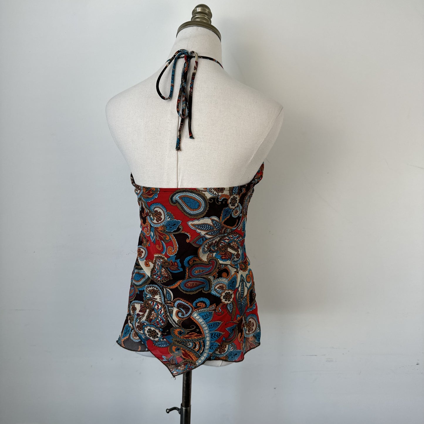 Vintage Red Brown Paisley Halter Top – view 5