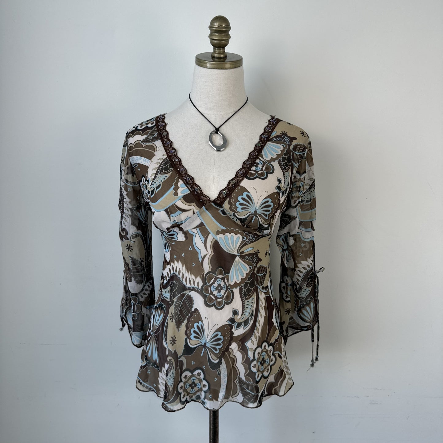 Vintage Fairy Chiffon Semi Sheer Floral Top