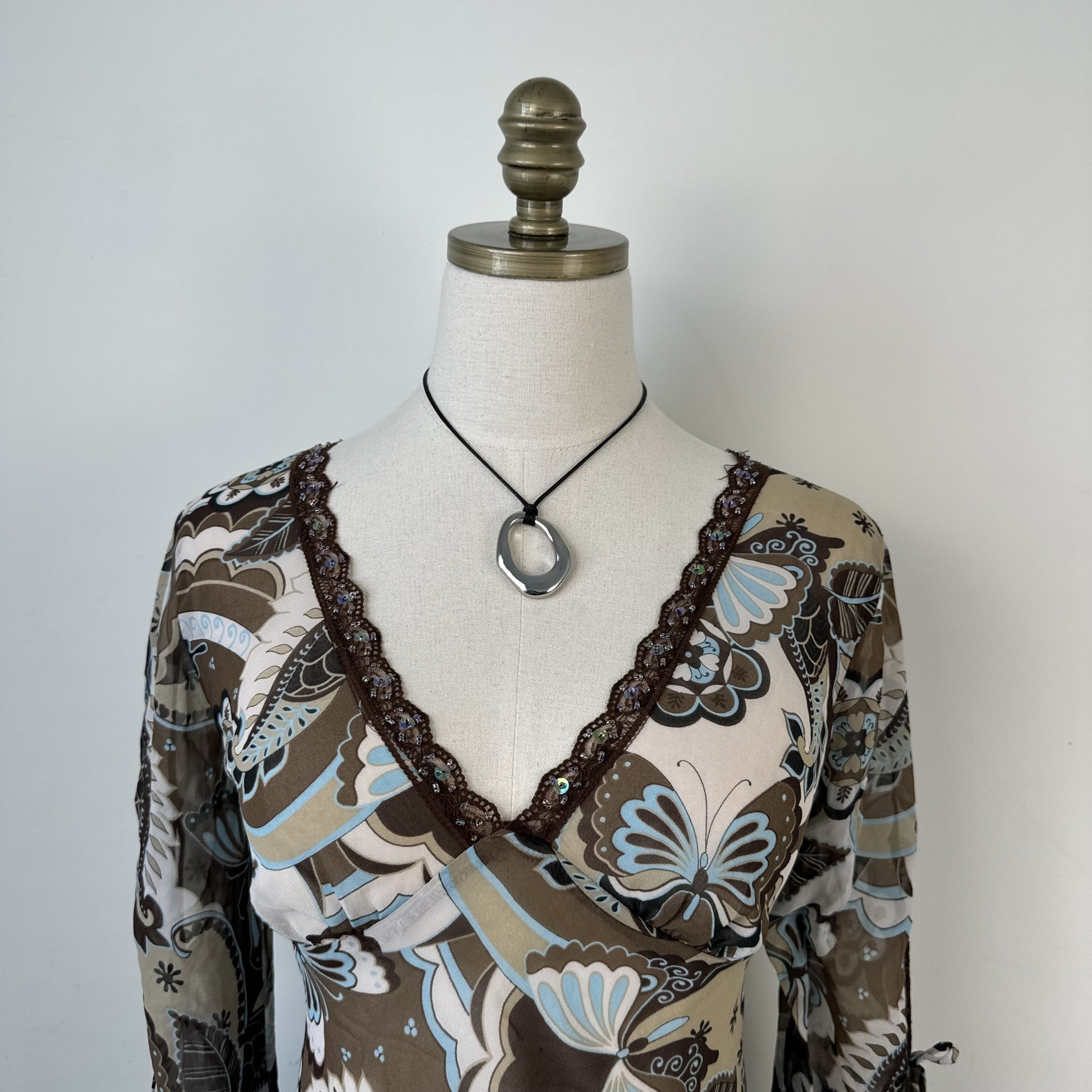 Vintage Fairy Chiffon Semi Sheer Floral Top – view 2