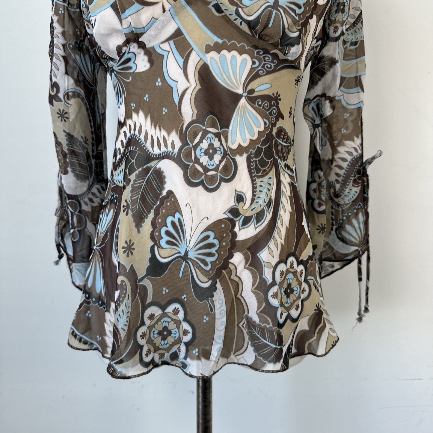 Vintage Fairy Chiffon Semi Sheer Floral Top – view 3