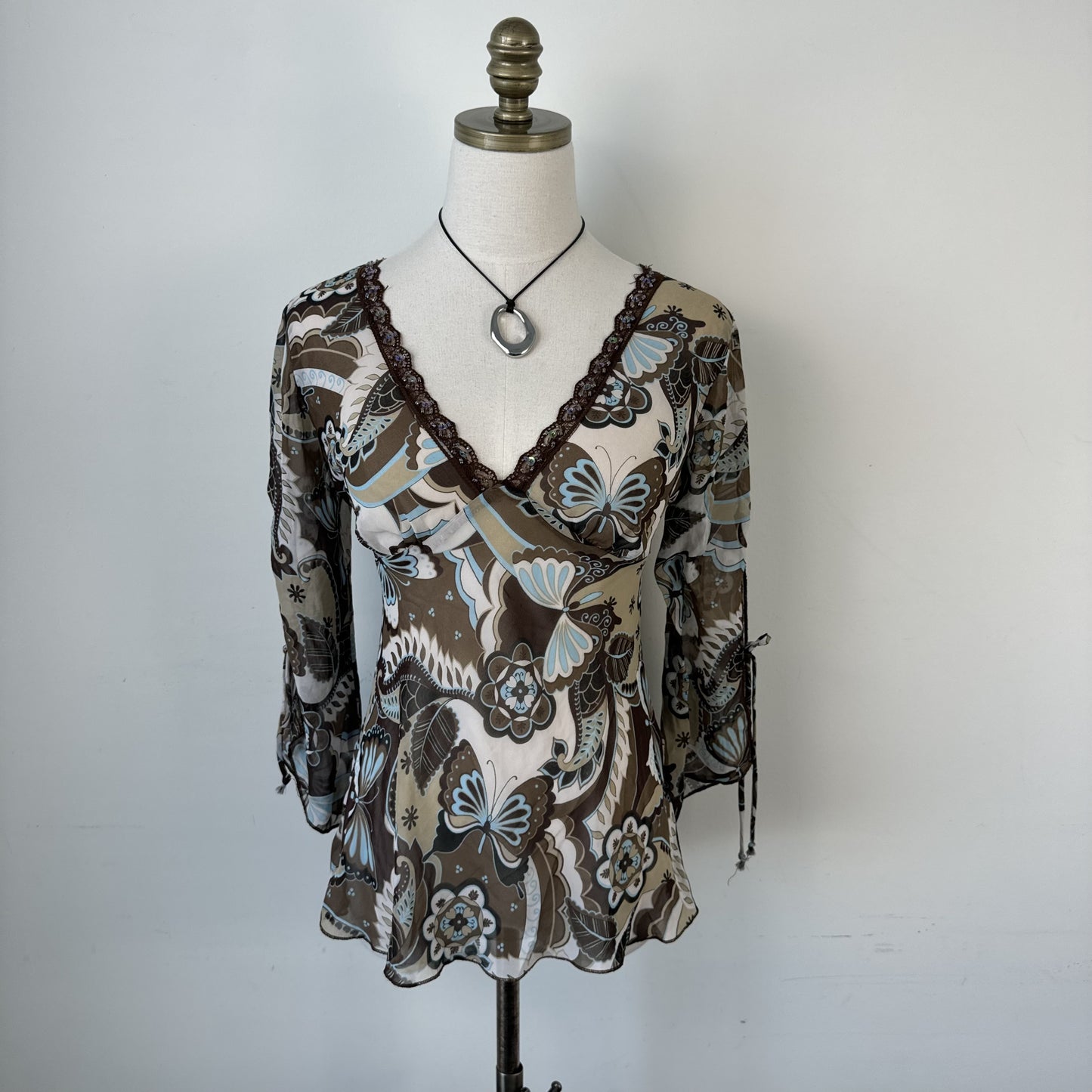 Vintage Fairy Chiffon Semi Sheer Floral Top – view 4