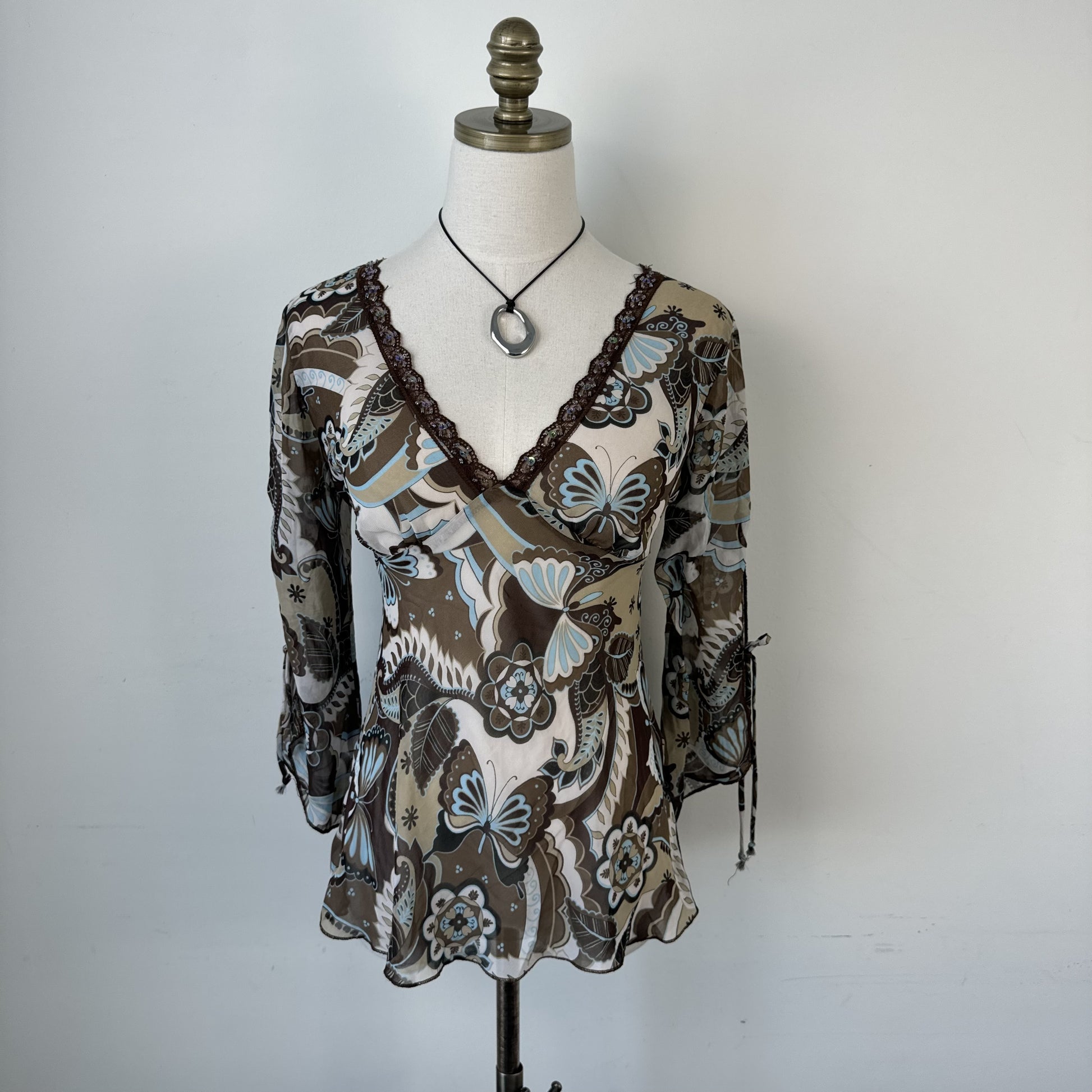 Vintage Fairy Chiffon Semi Sheer Floral Top – view 4