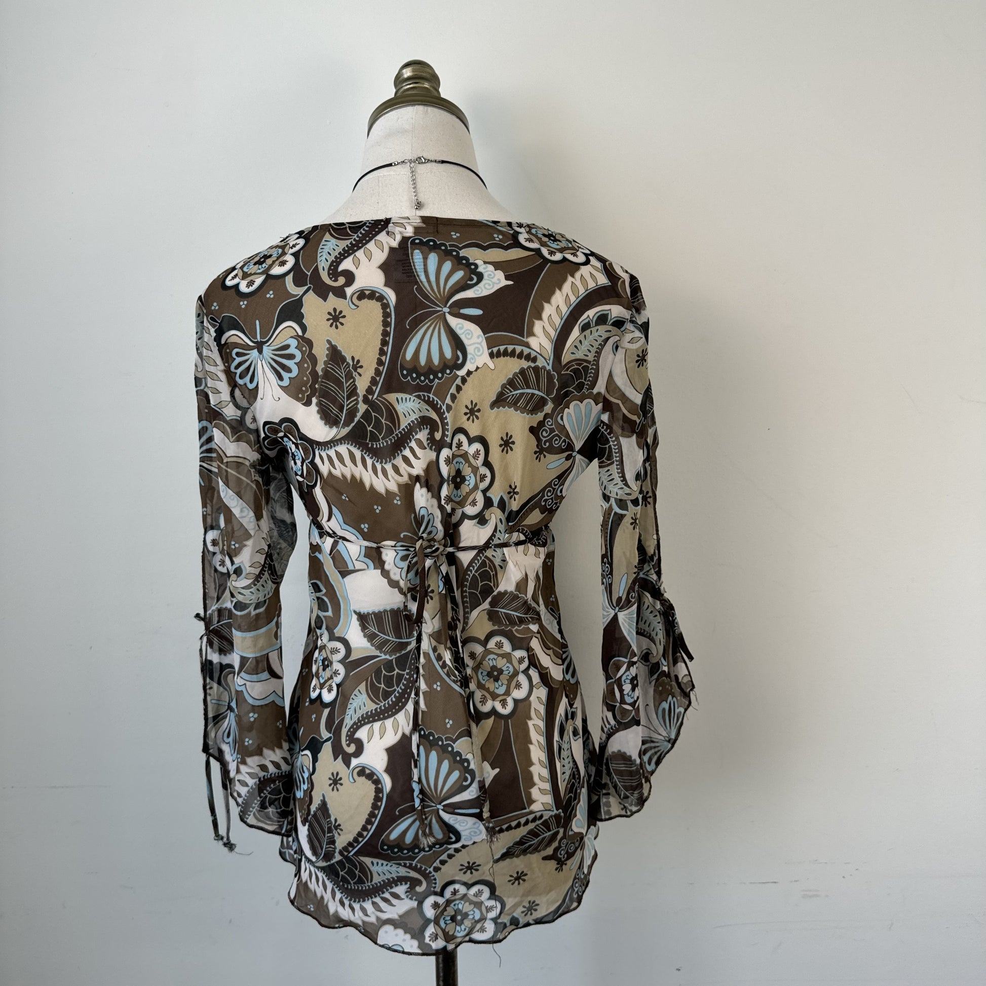 Vintage Fairy Chiffon Semi Sheer Floral Top – view 6