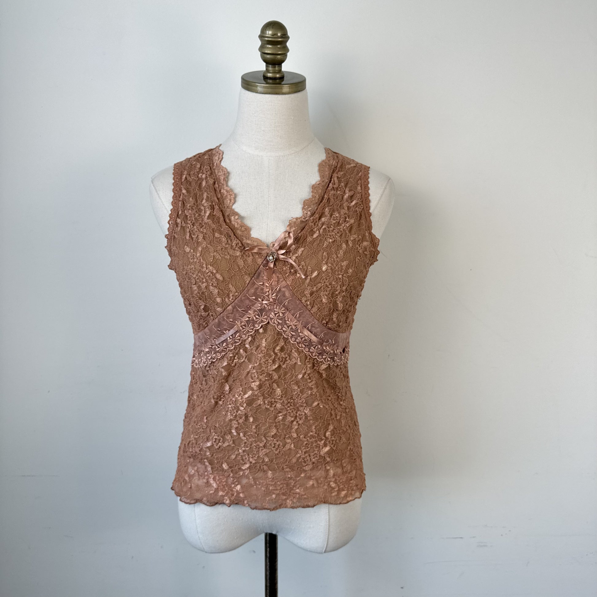 Y2K Pink Lace Mesh Sweetheart Babydoll Cami Top