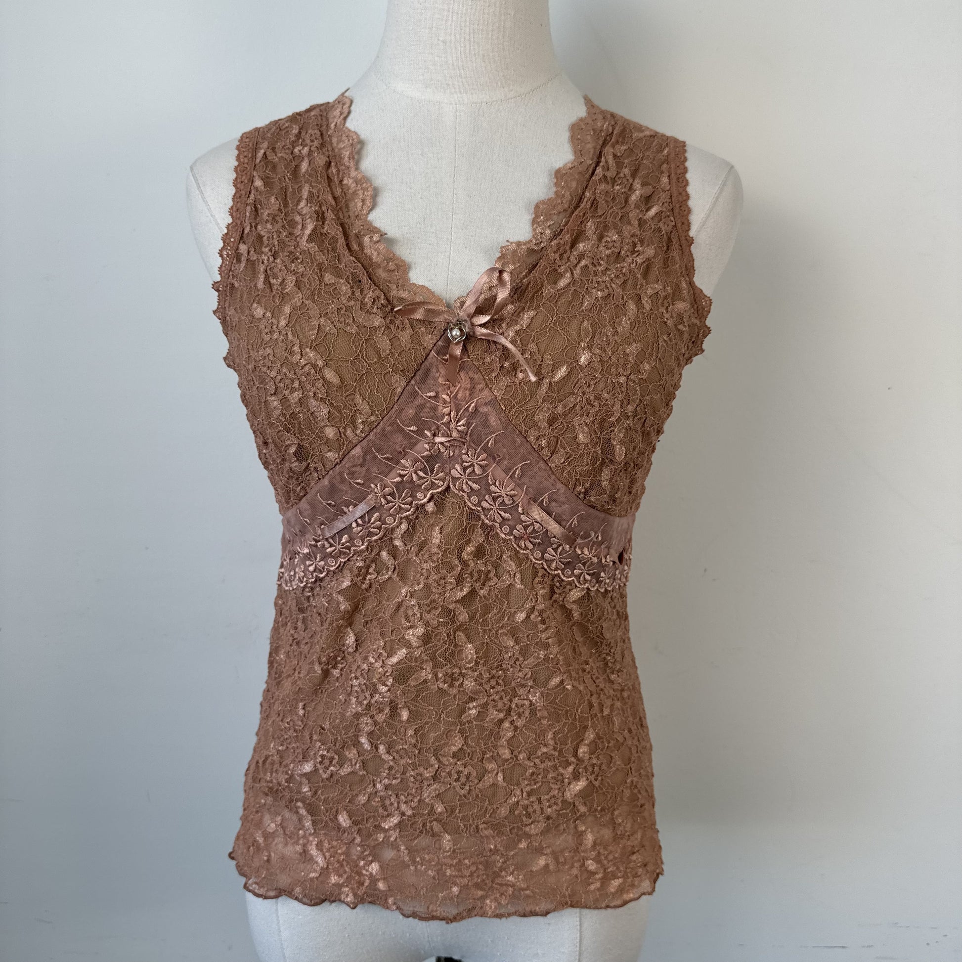 Y2K Pink Lace Mesh Sweetheart Babydoll Cami Top – view 2