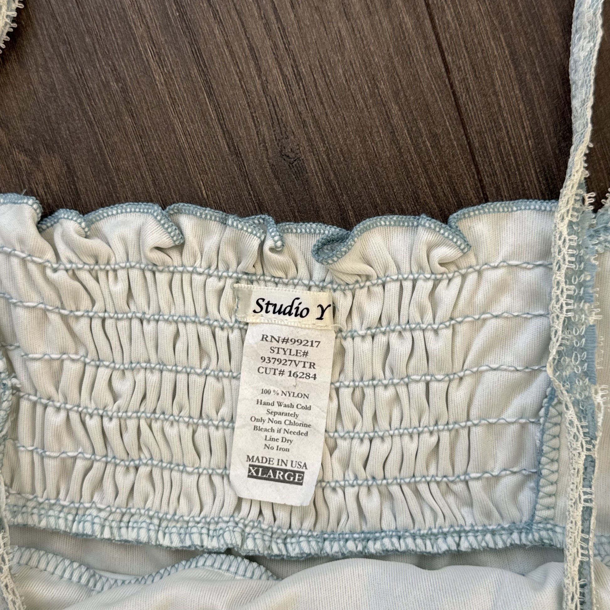 Vintage Studio Y Sky Blue & Cream Lace Cami Top – view 5