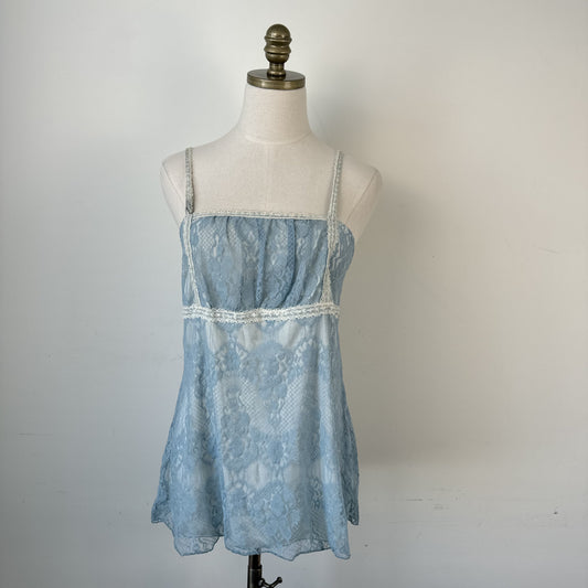 Vintage Studio Y Sky Blue & Cream Lace Cami Top