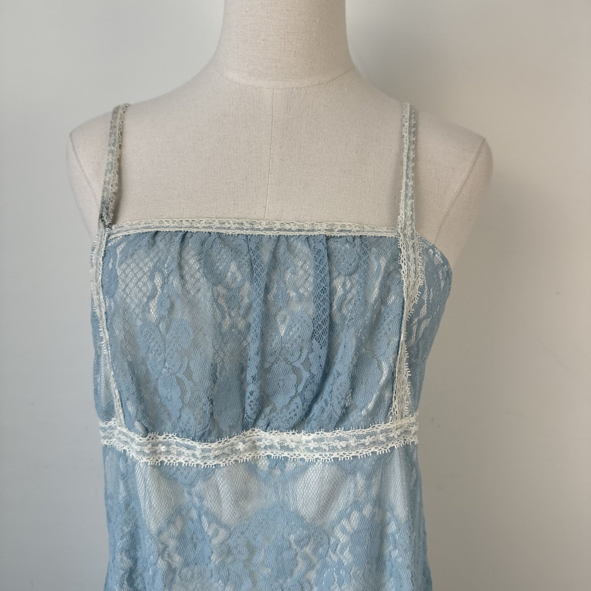 Vintage Studio Y Sky Blue & Cream Lace Cami Top – view 6