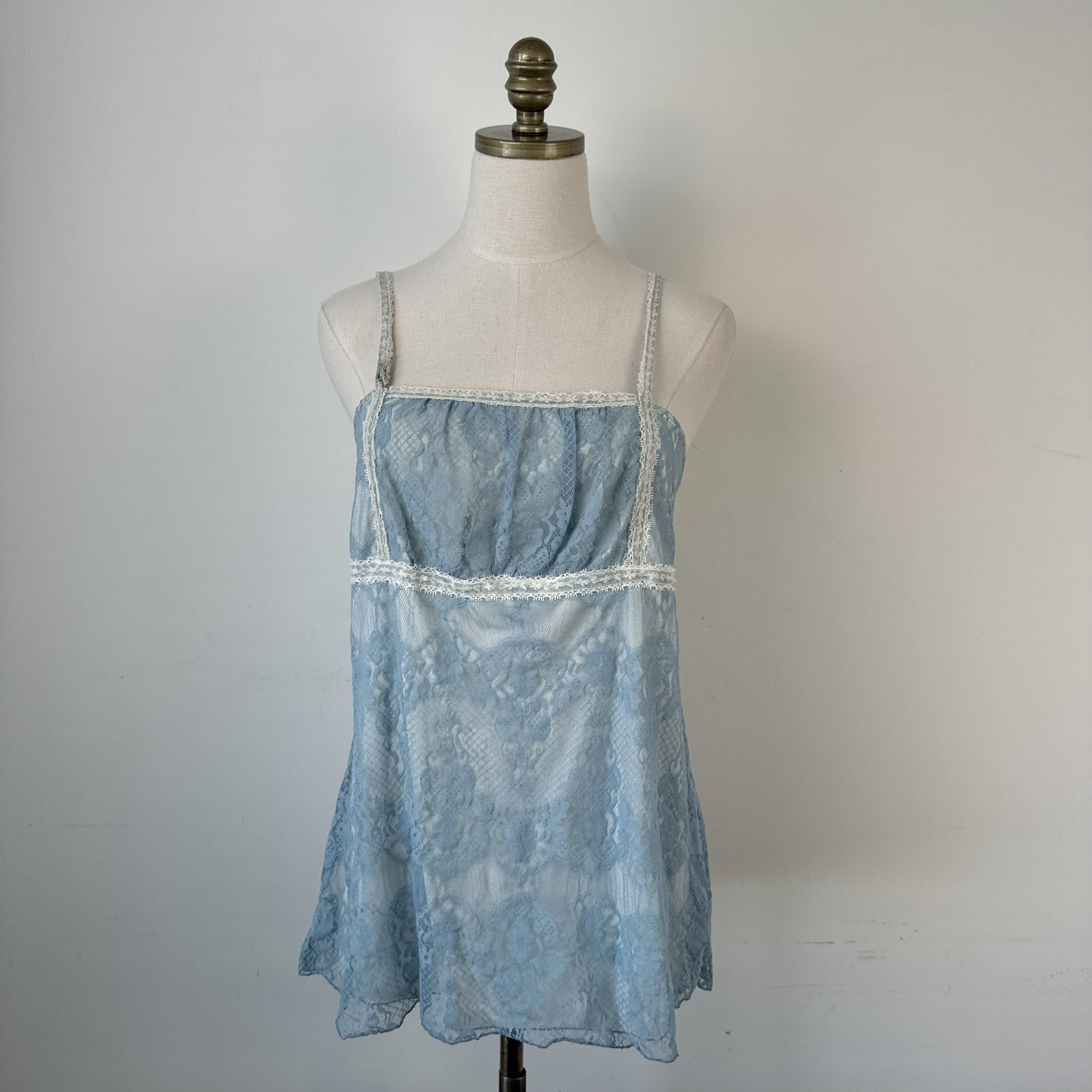 Vintage Studio Y Sky Blue & Cream Lace Cami Top – view 2