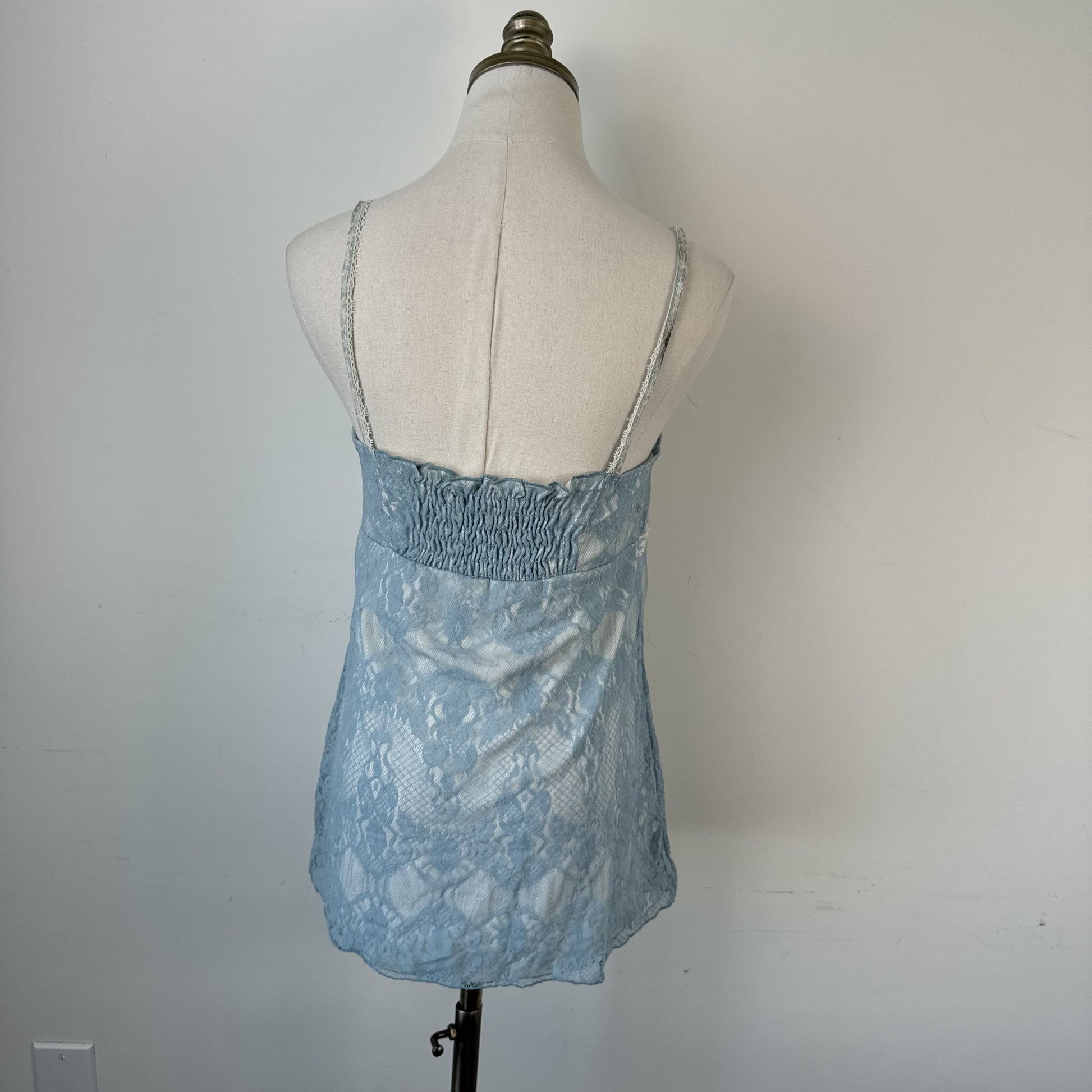 Vintage Studio Y Sky Blue & Cream Lace Cami Top – view 4