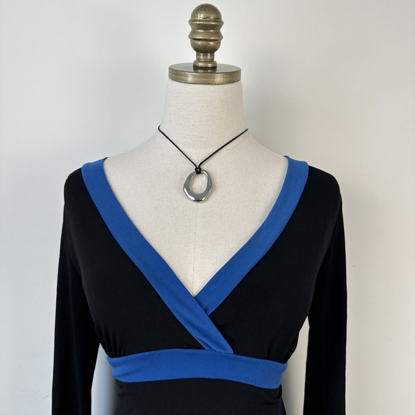 Vintage Blue & Black  Babydoll  Tie Up Wrap Top – view 7