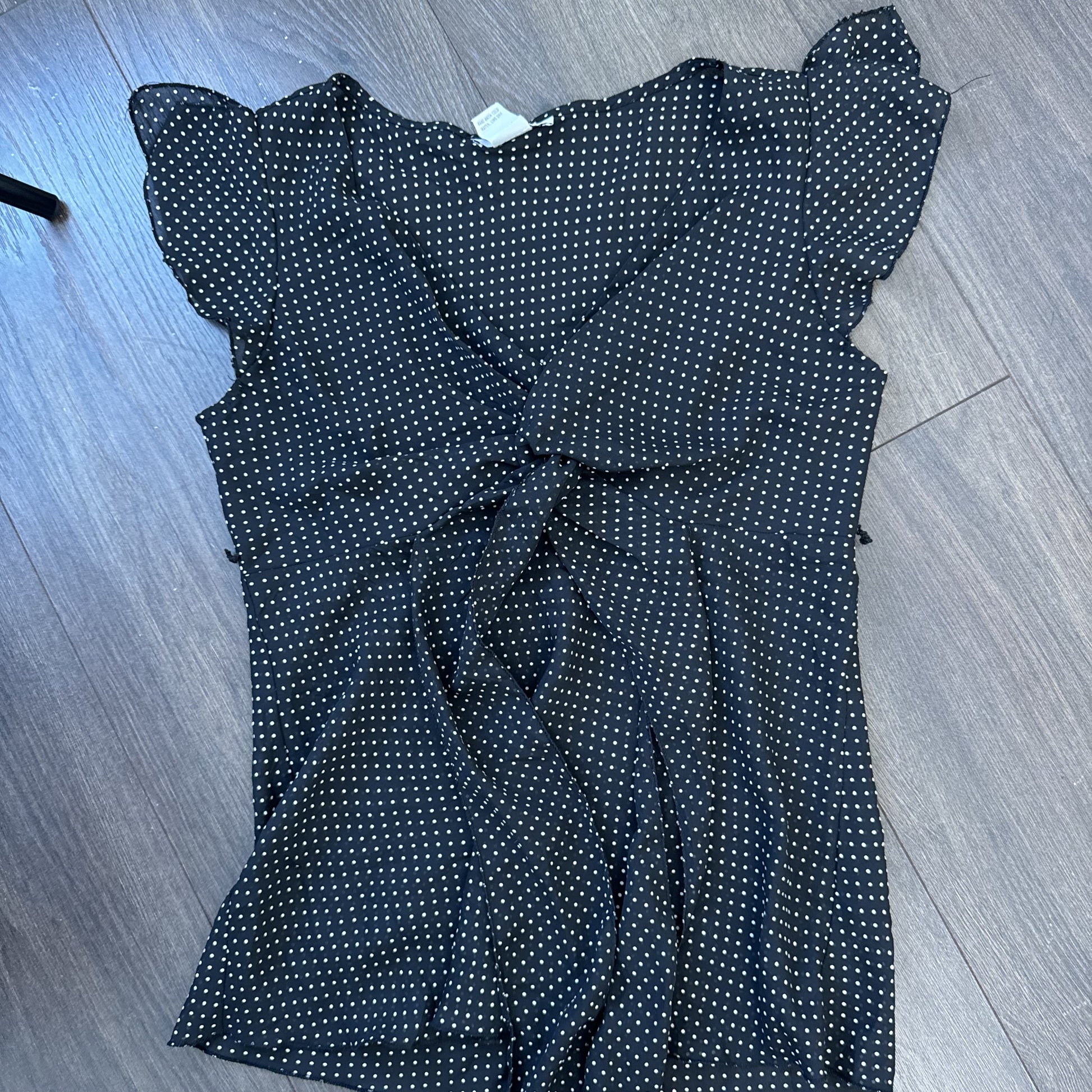 Vintage Semi-Sheer Chiffon Polka Dot Tie Up Top – view 10