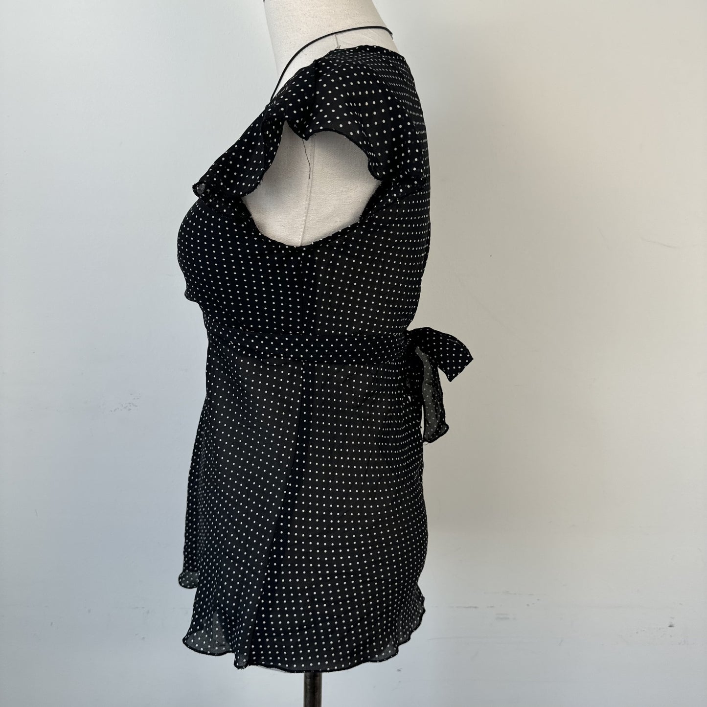 Vintage Semi-Sheer Chiffon Polka Dot Tie Up Top – view 4