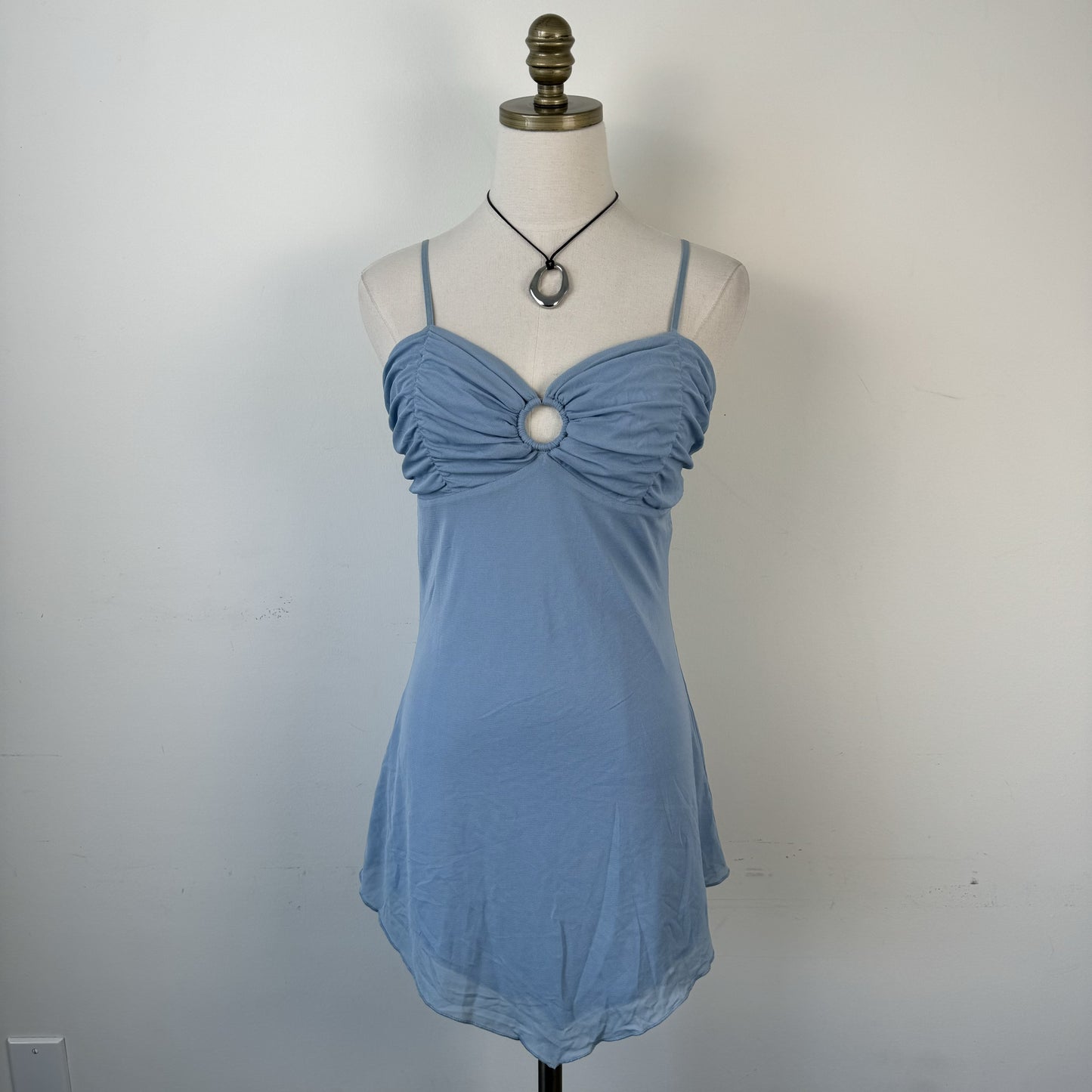Y2K Blue Double-Layer Mesh Fairycore Cami / Mini Dress