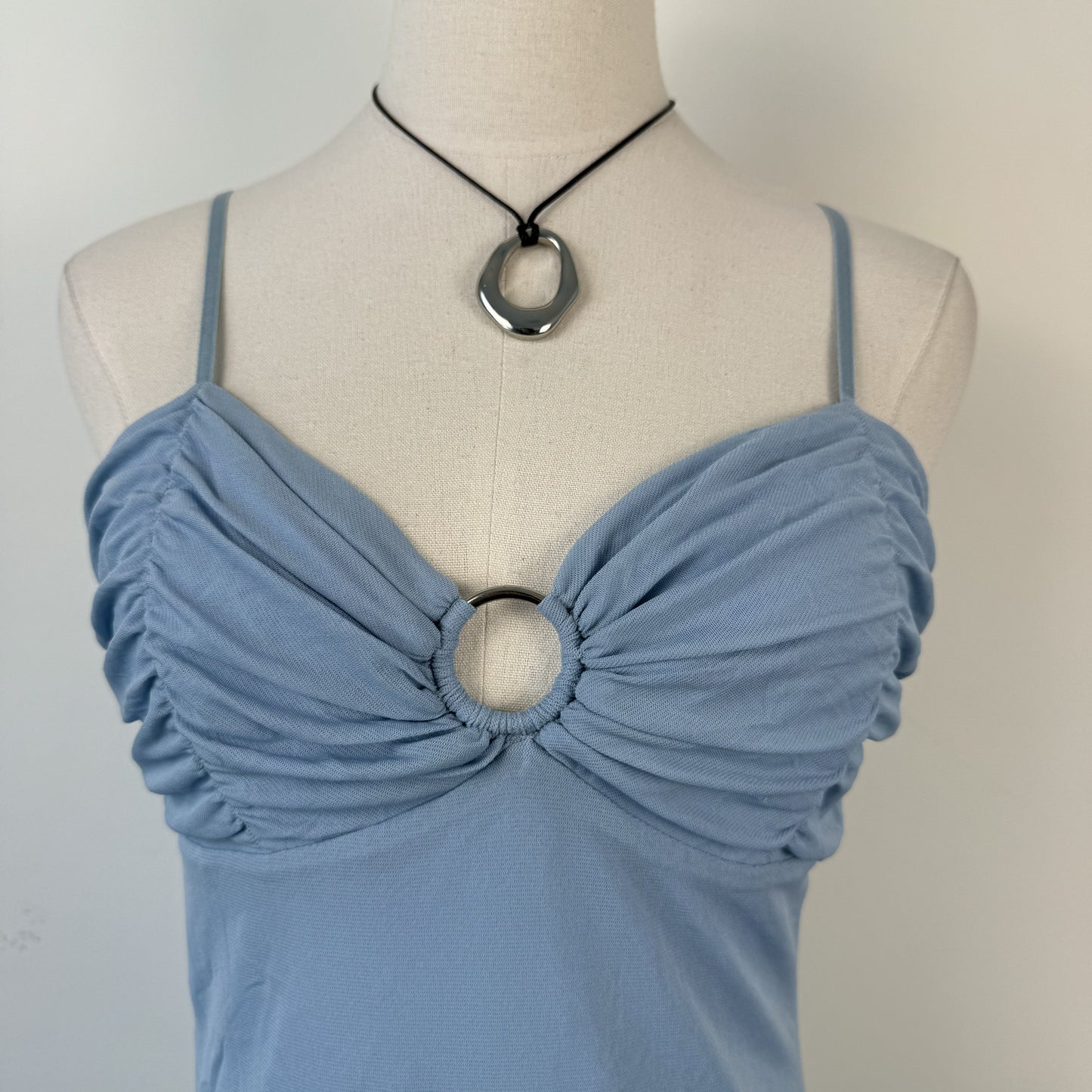 Y2K Blue Double-Layer Mesh Fairycore Cami / Mini Dress – view 6