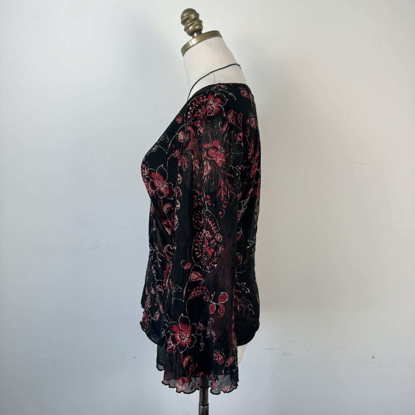 Vintage Mesh Overlay Bell Sleeve Wrap Top – view 5