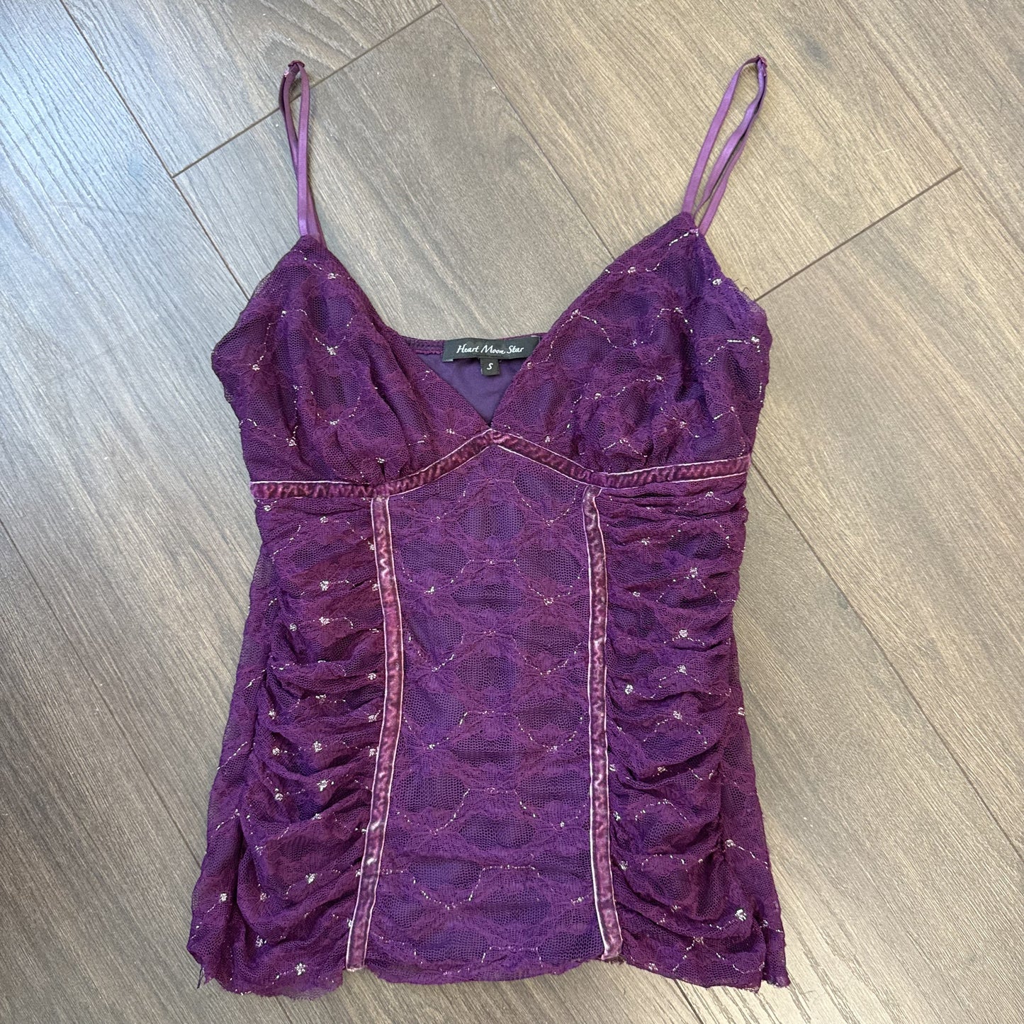 90s Purple Mesh Heart Moon Star Babydoll Cami Top – view 12