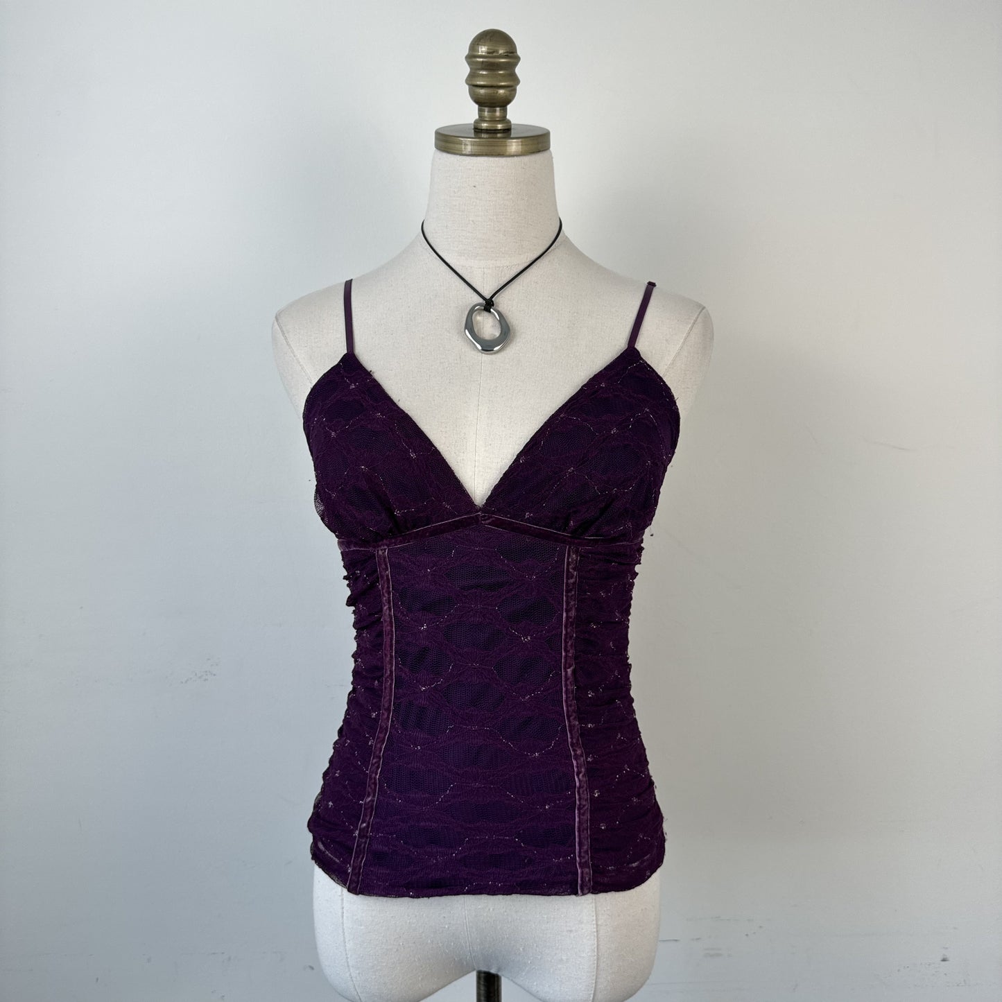 90s Purple Mesh Heart Moon Star Babydoll Cami Top – view 4