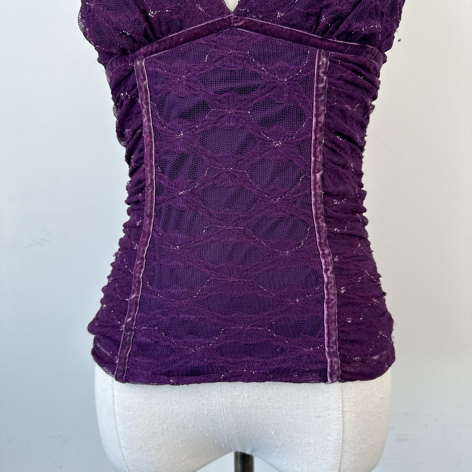 90s Purple Mesh Heart Moon Star Babydoll Cami Top – view 5