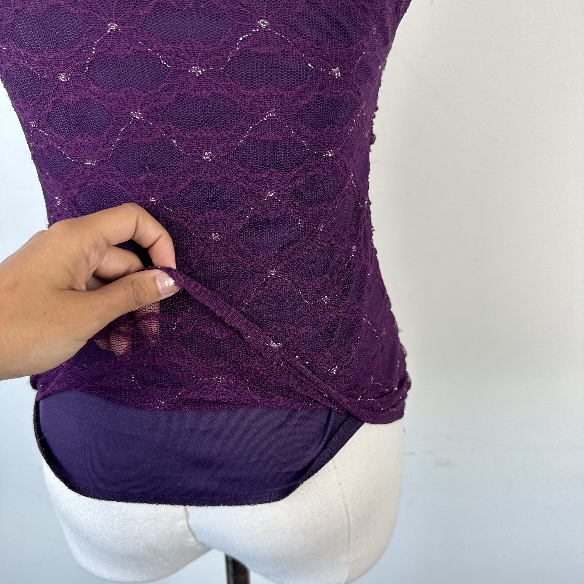 90s Purple Mesh Heart Moon Star Babydoll Cami Top – view 10