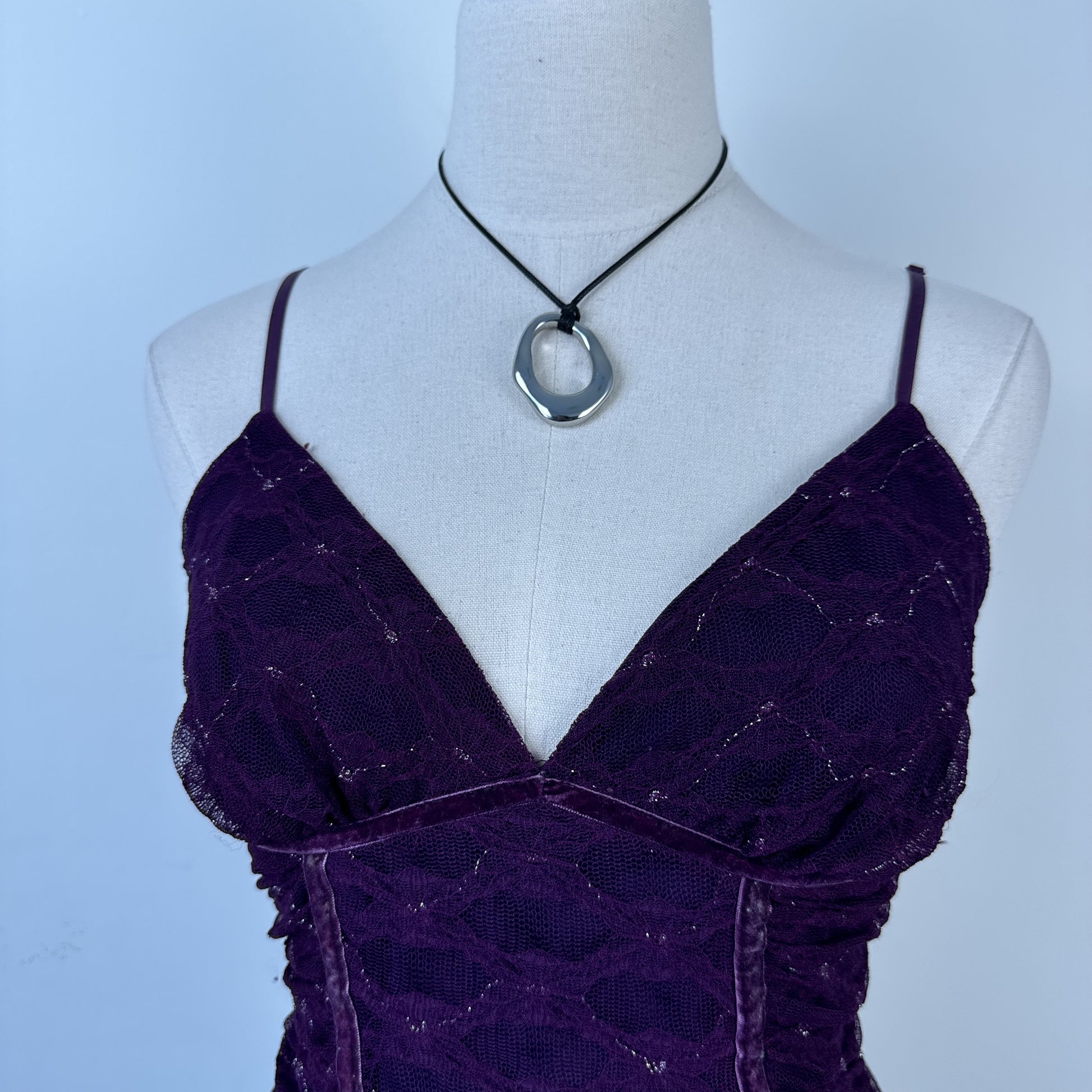 90s Purple Mesh Heart Moon Star Babydoll Cami Top – view 11