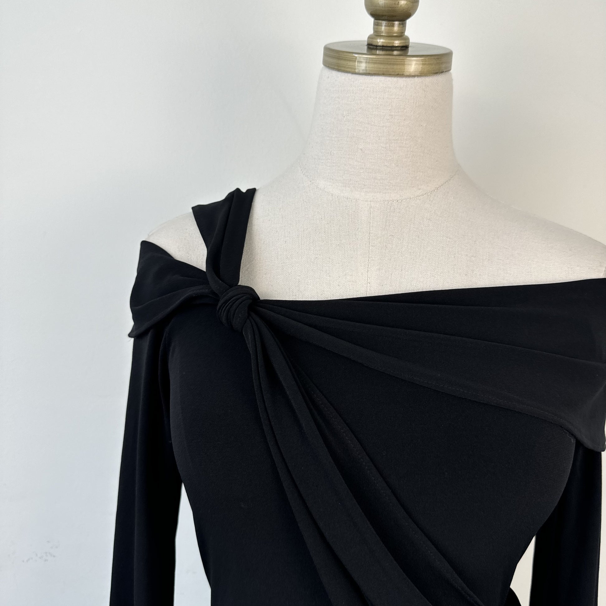 Vintage Express Black Off Shoulder Draped Long Sleeve Top – view 9